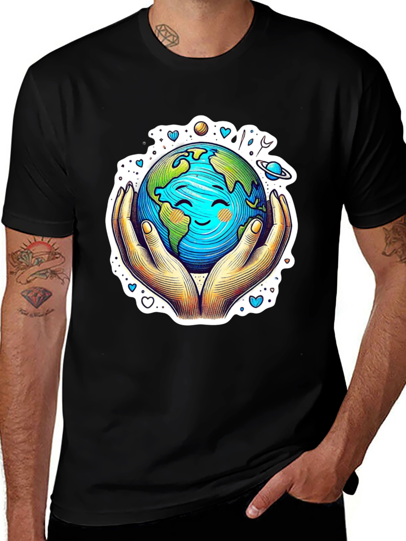 Earth in Hands Graphic Tee - Protect Our Planet