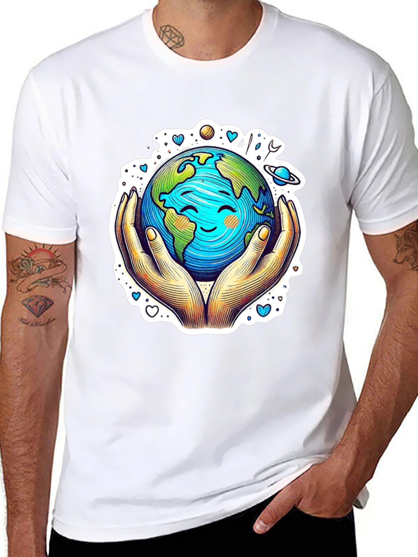 Earth in Hands Graphic Tee - Protect Our Planet