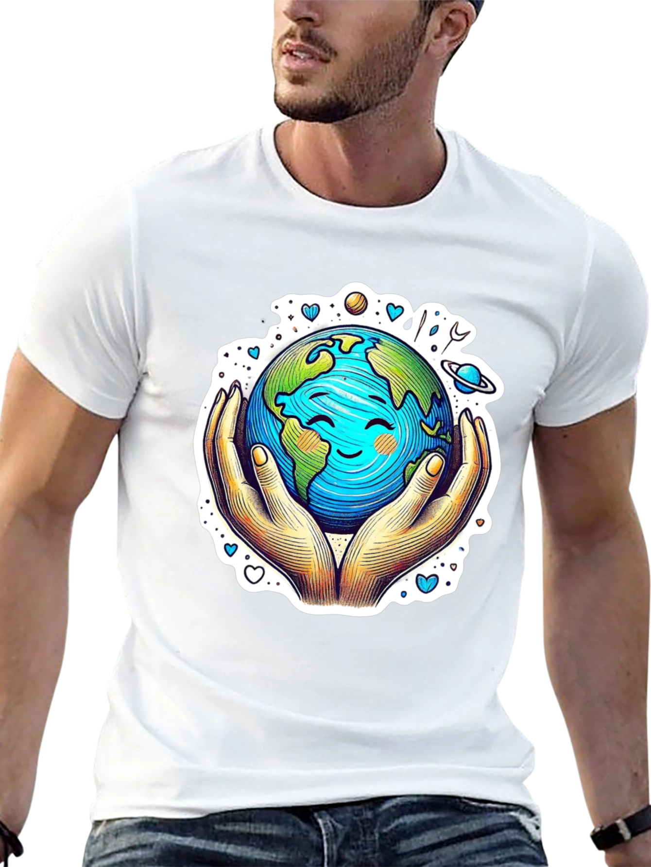 Earth in Hands Graphic Tee - Protect Our Planet