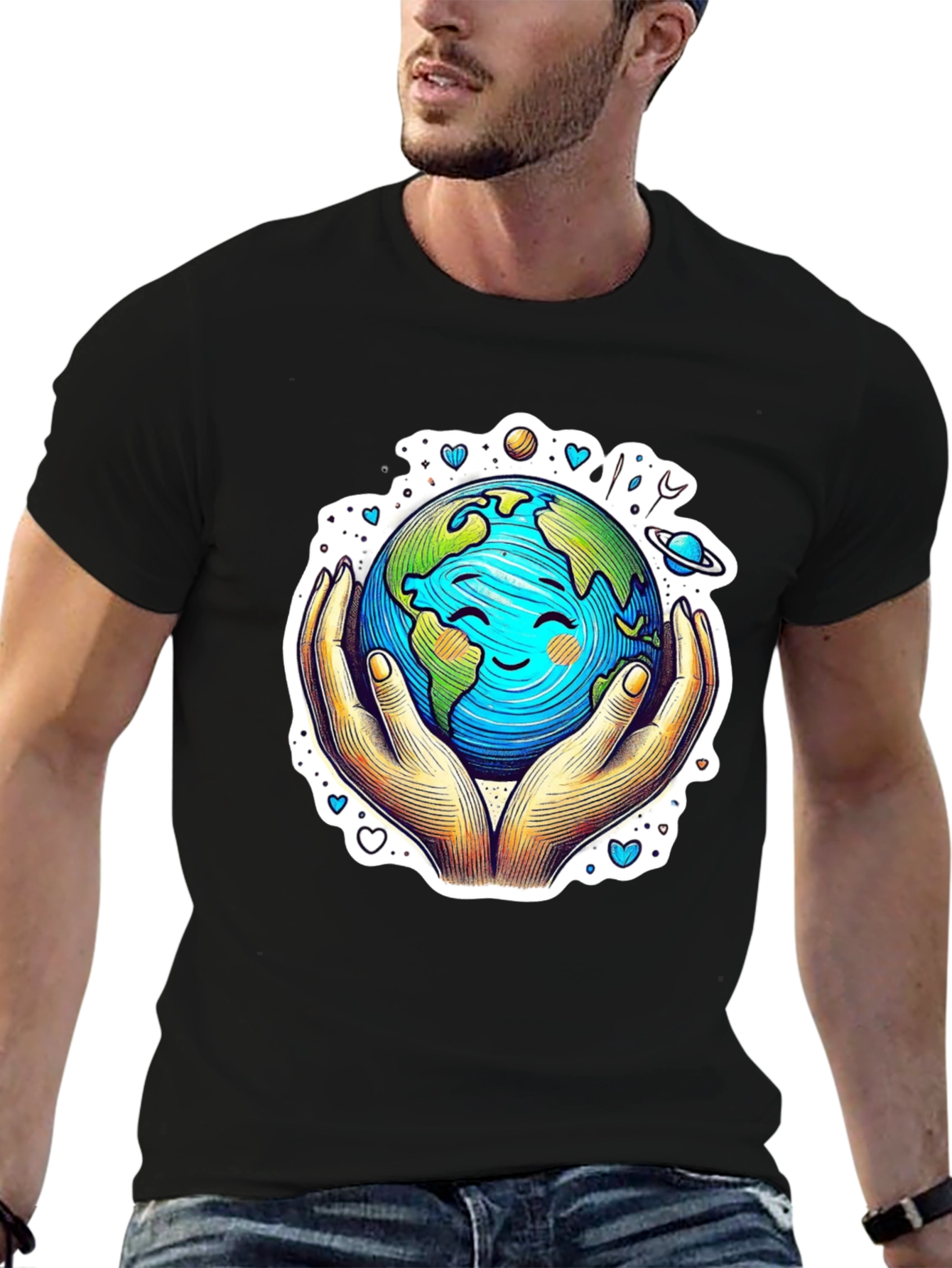Earth in Hands Graphic Tee - Protect Our Planet
