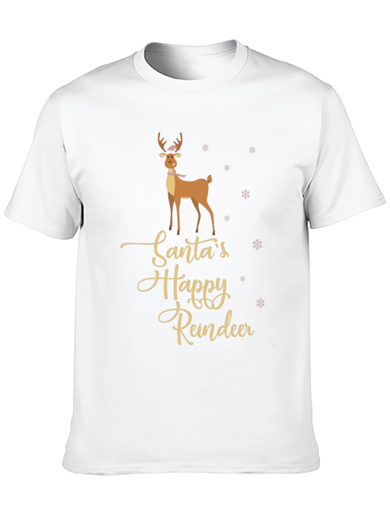 Santas Happy Reindeer Graphic T-Shirt