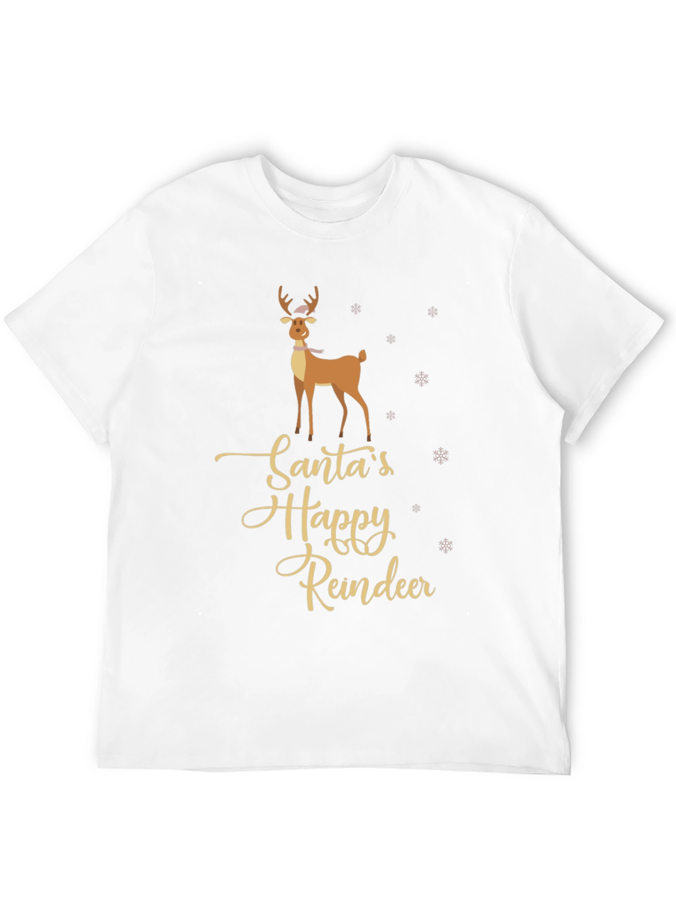 Santas Happy Reindeer Graphic T-Shirt