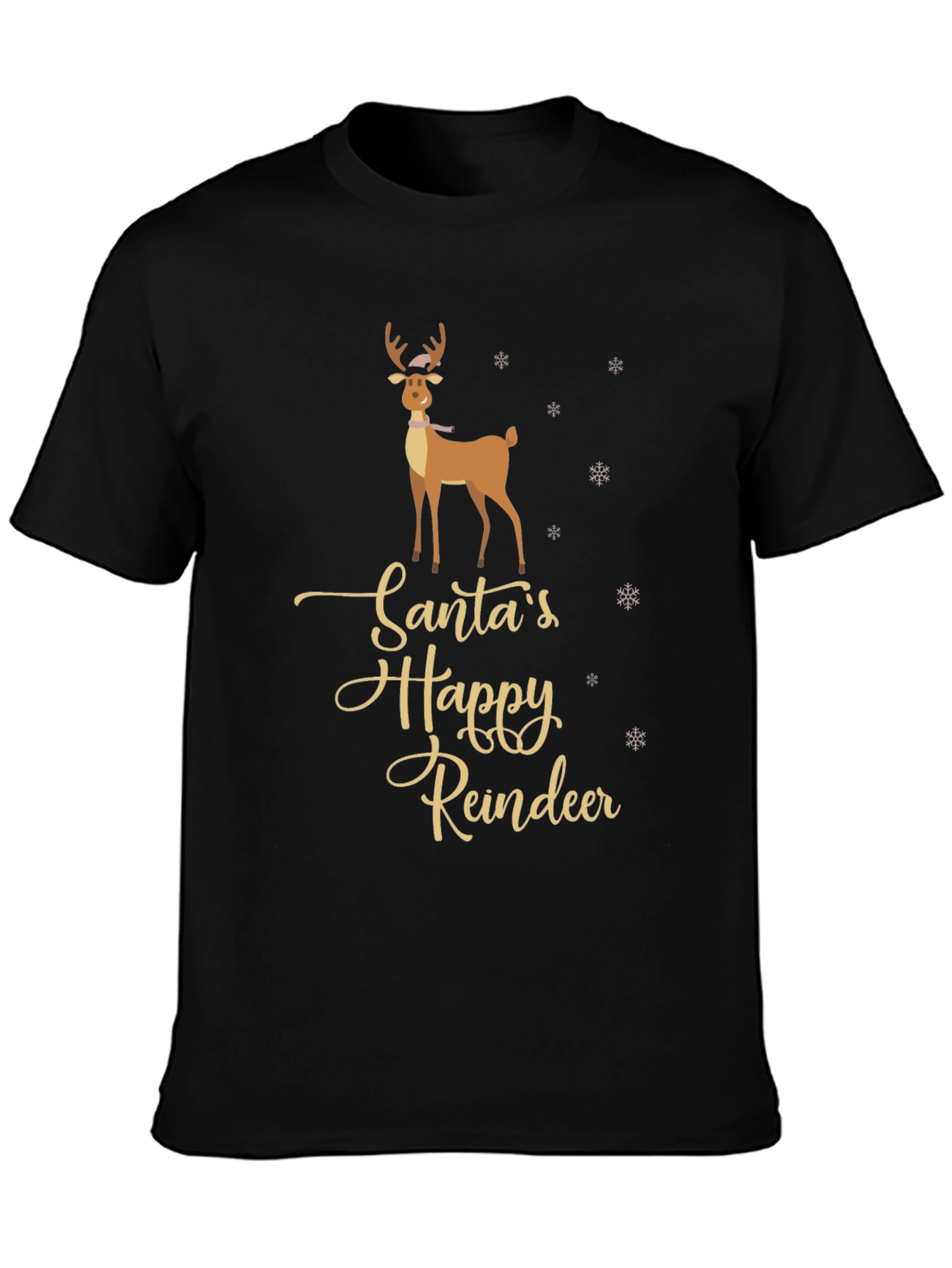 Santas Happy Reindeer Graphic T-Shirt