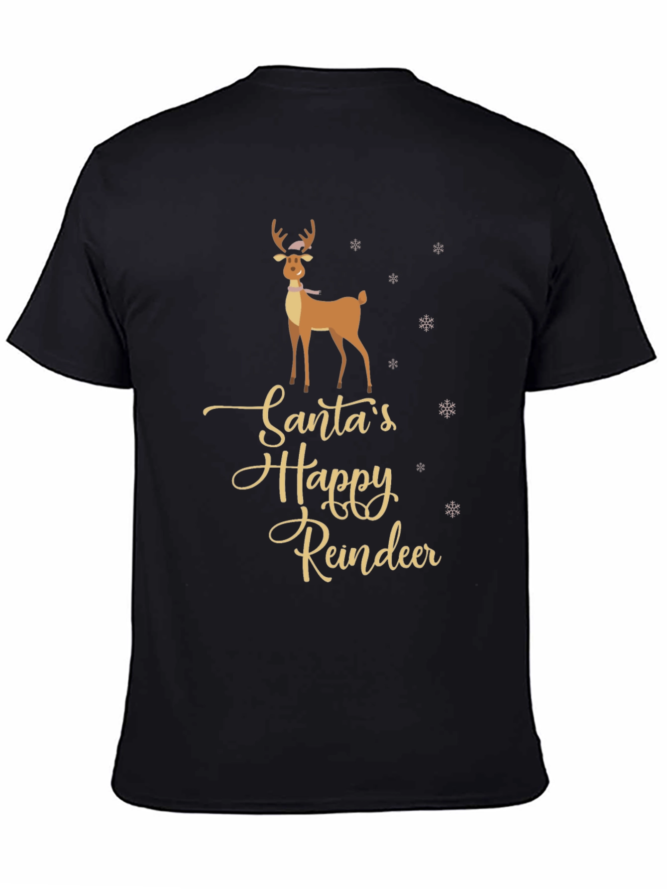Santas Happy Reindeer Graphic T-Shirt