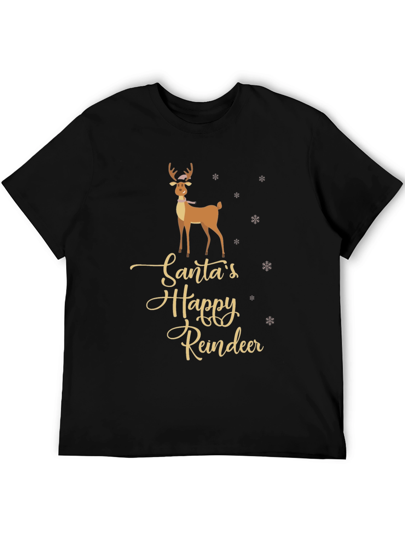 Santas Happy Reindeer Graphic T-Shirt