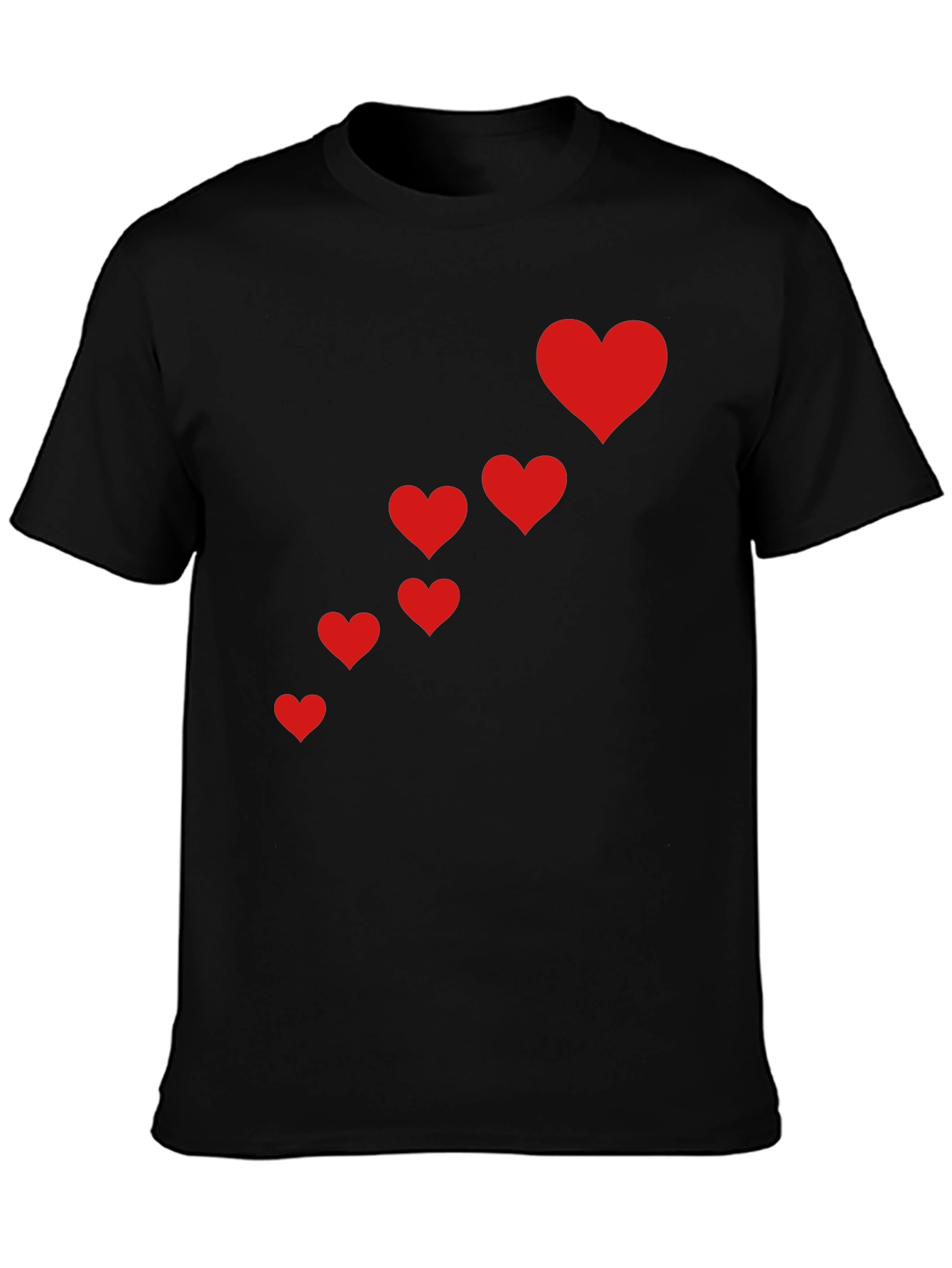 Black T-Shirt with Red Heart Cascade Design