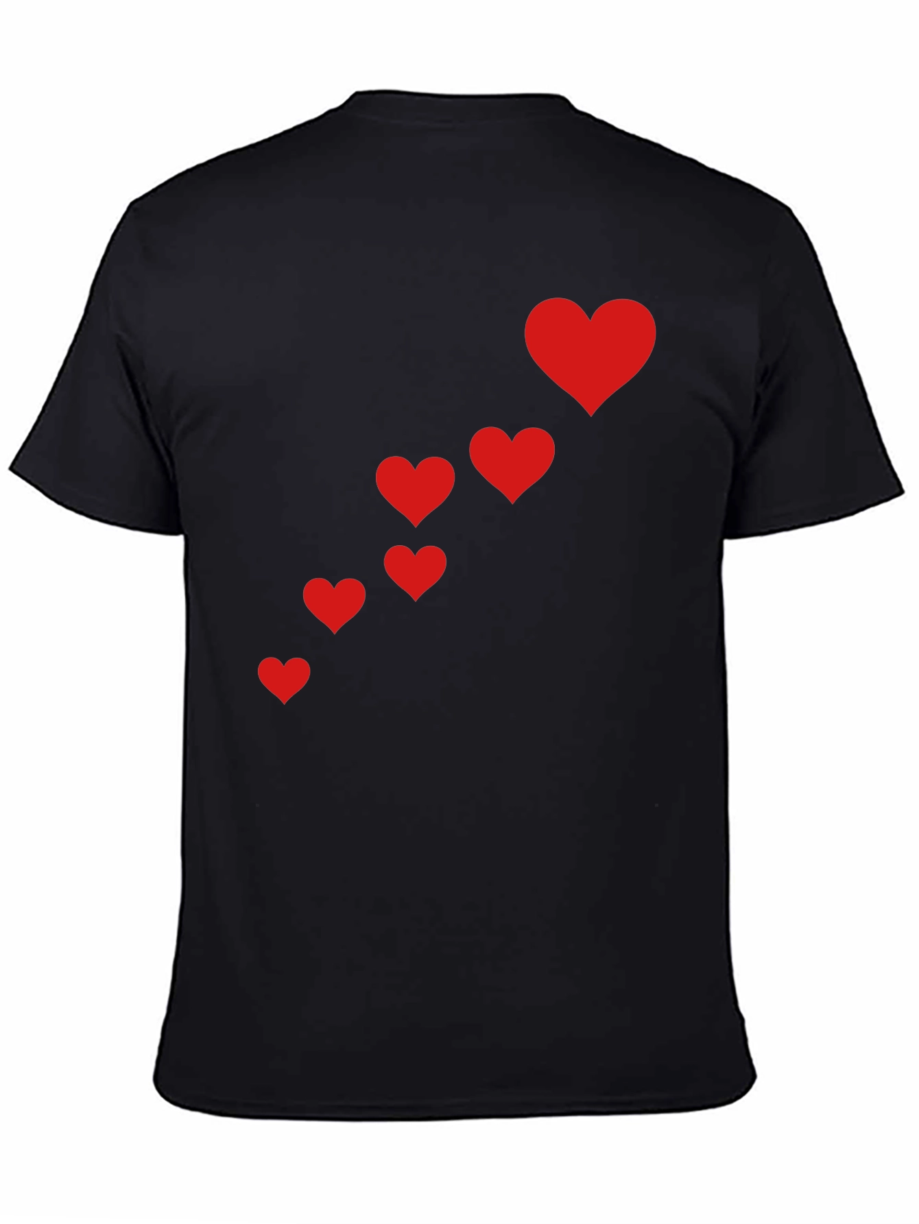 Black T-Shirt with Red Heart Cascade Design