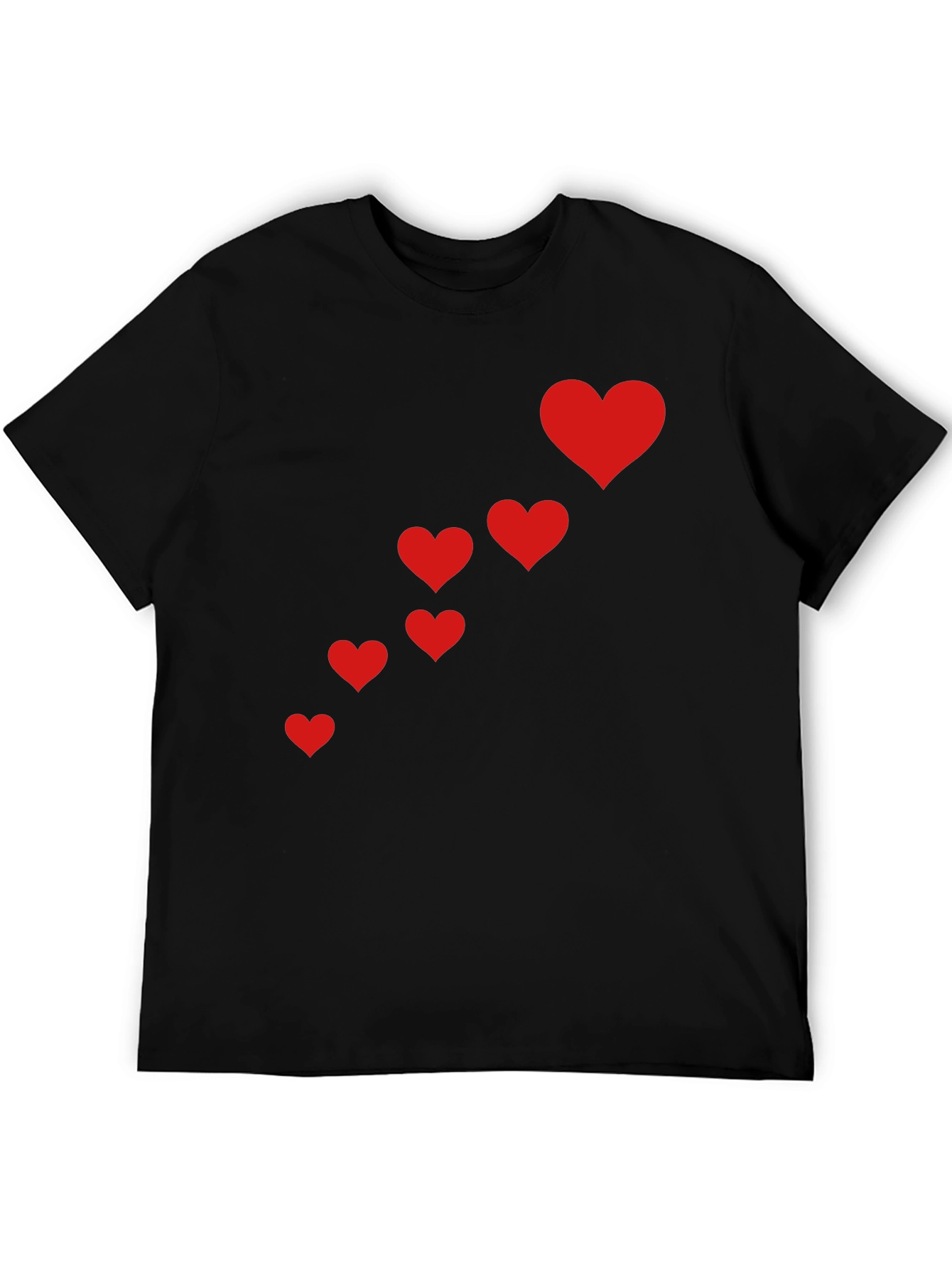 Black T-Shirt with Red Heart Cascade Design