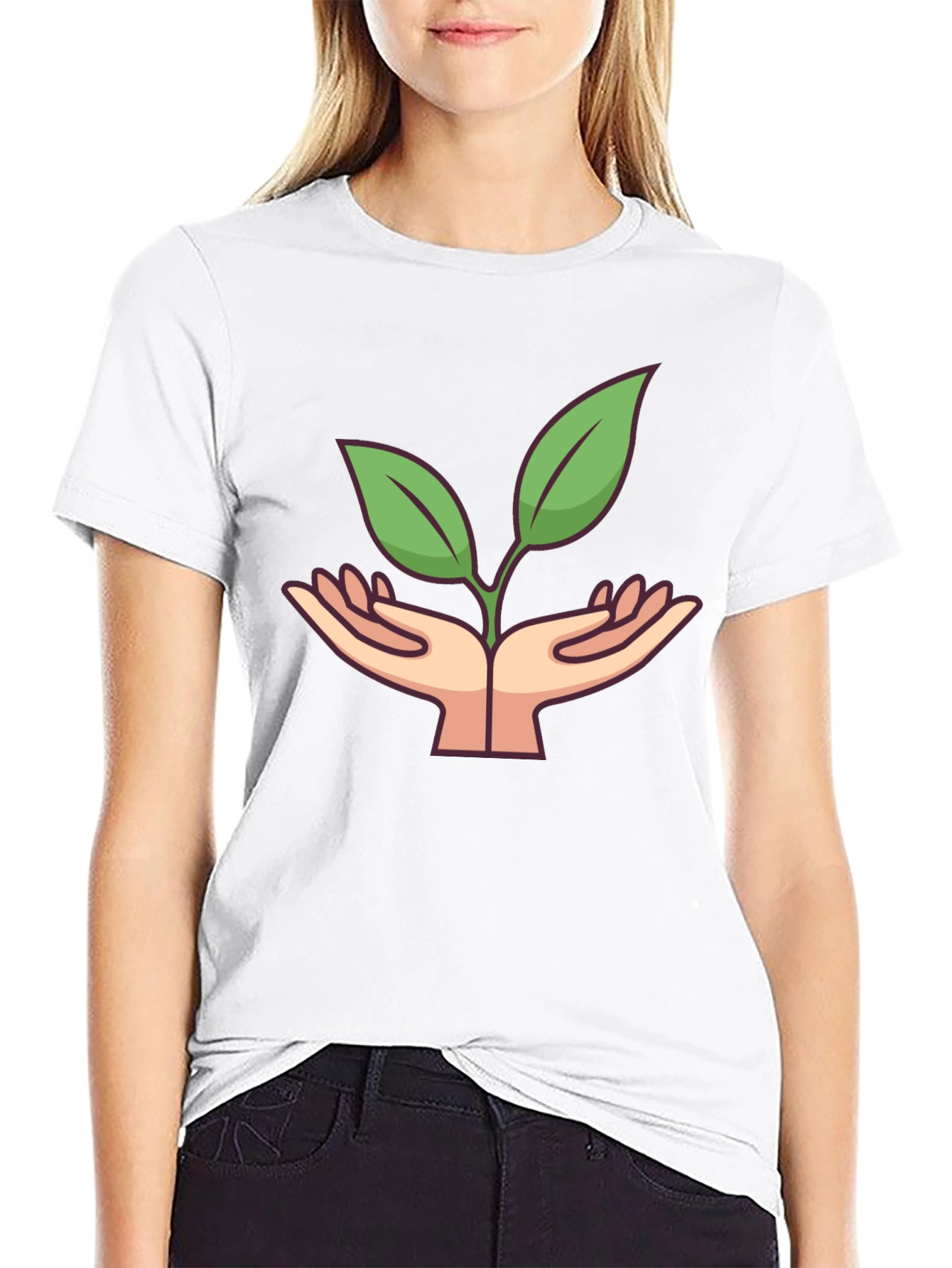 Eco Hands Graphic Tee - Black Cotton Shirt
