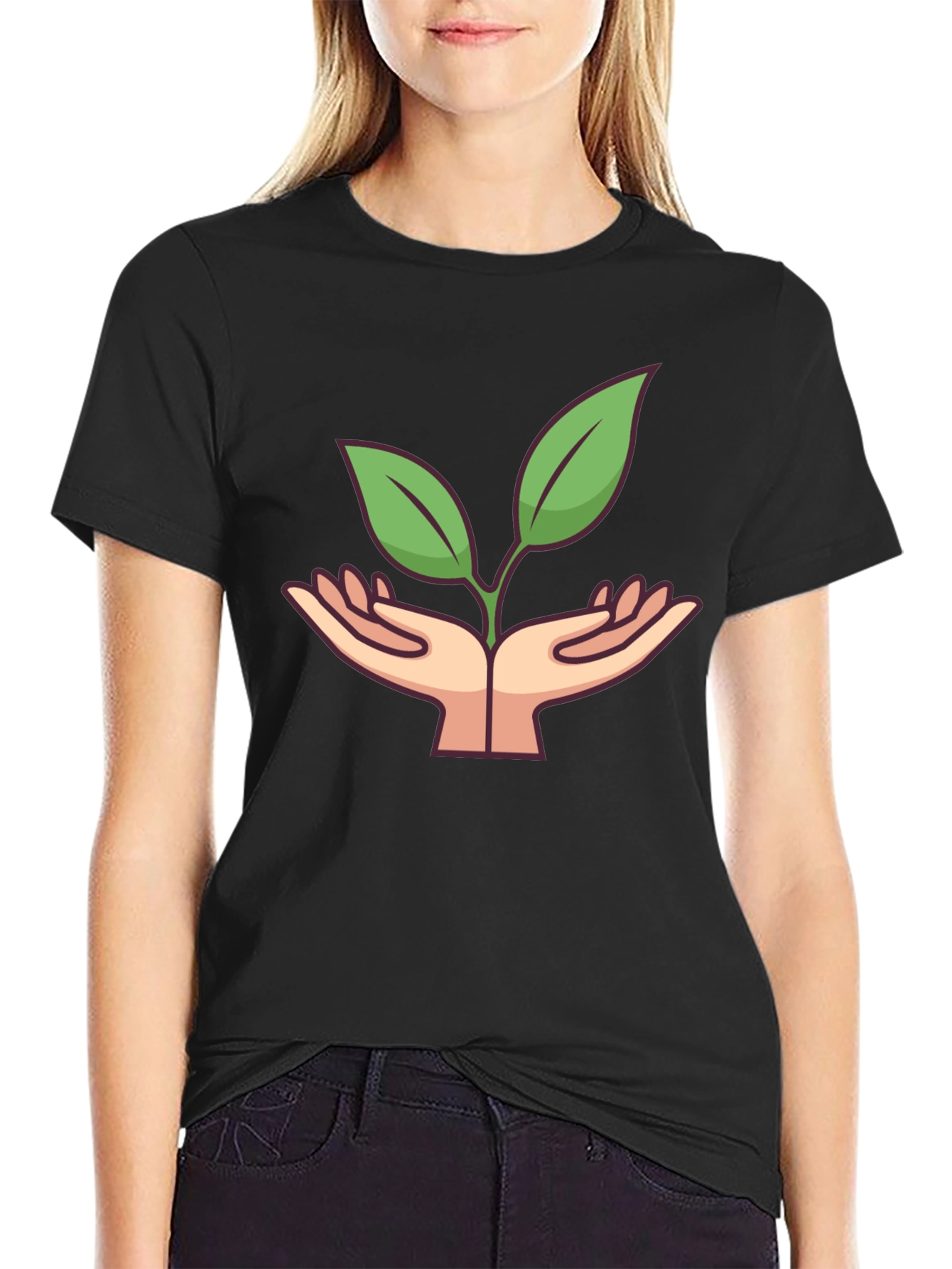 Eco Hands Graphic Tee - Black Cotton Shirt