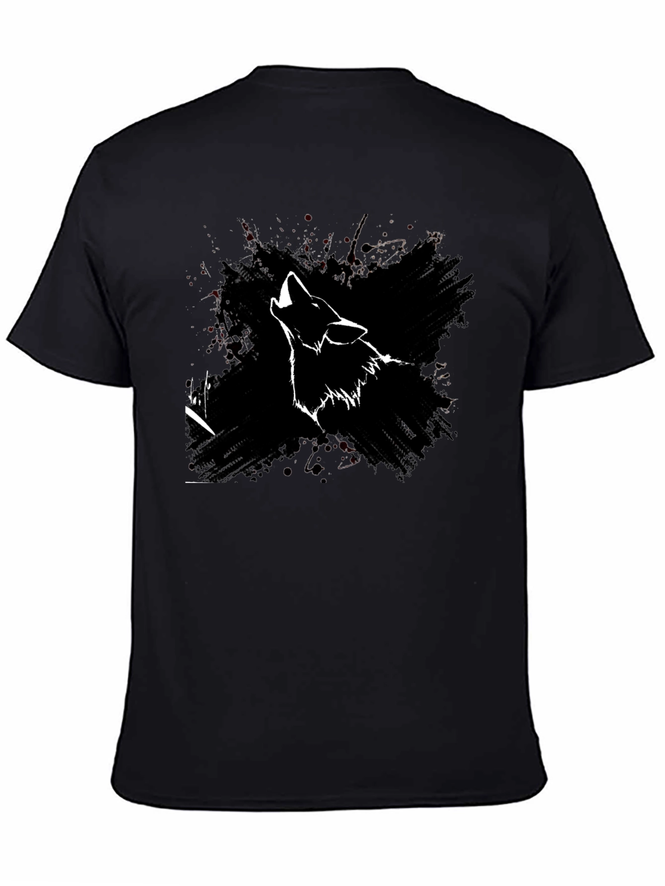 Wolf Howl Graphic Print Black T-Shirt