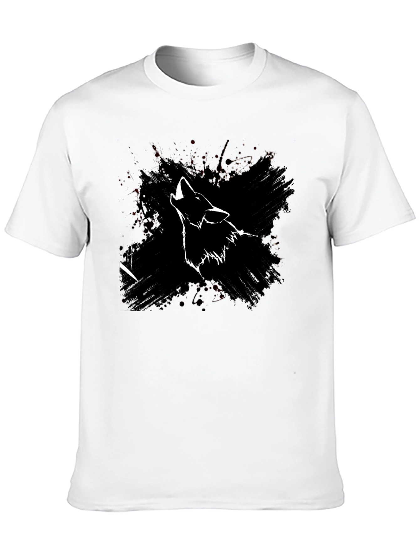 Wolf Howl Graphic Print Black T-Shirt