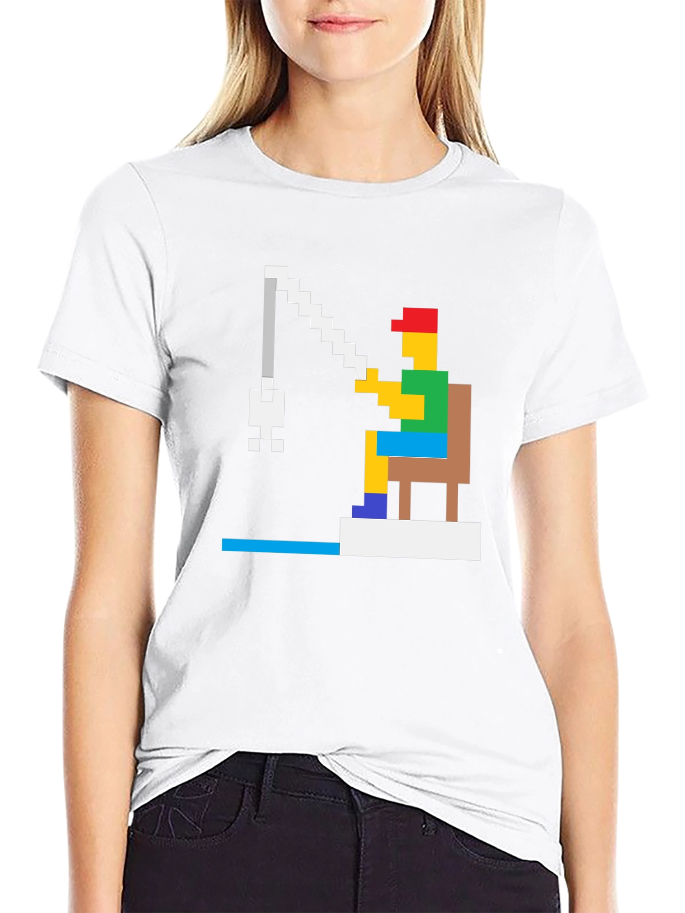 Retro 8-Bit Fishing T-Shirt - Gamer Style