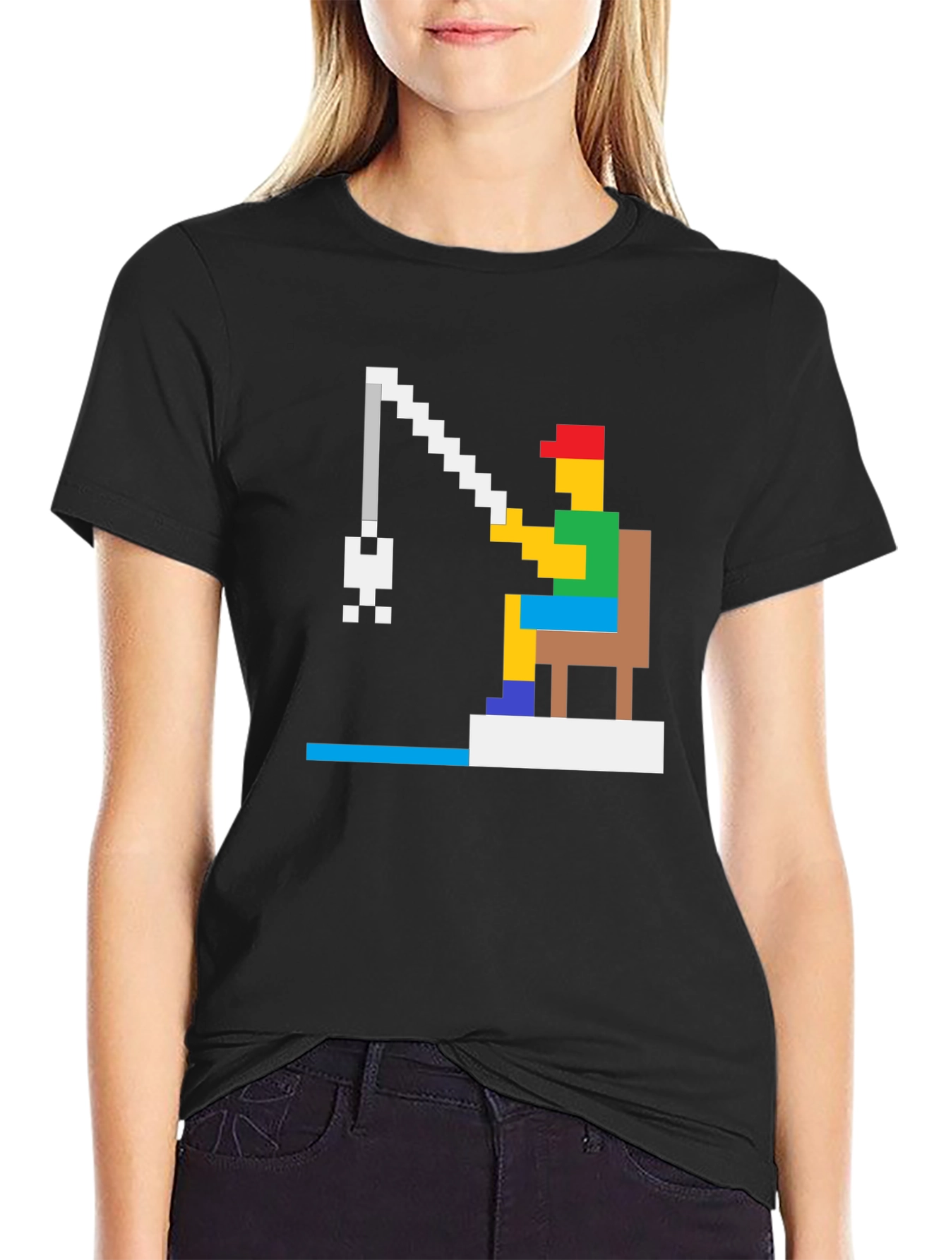 Retro 8-Bit Fishing T-Shirt - Gamer Style