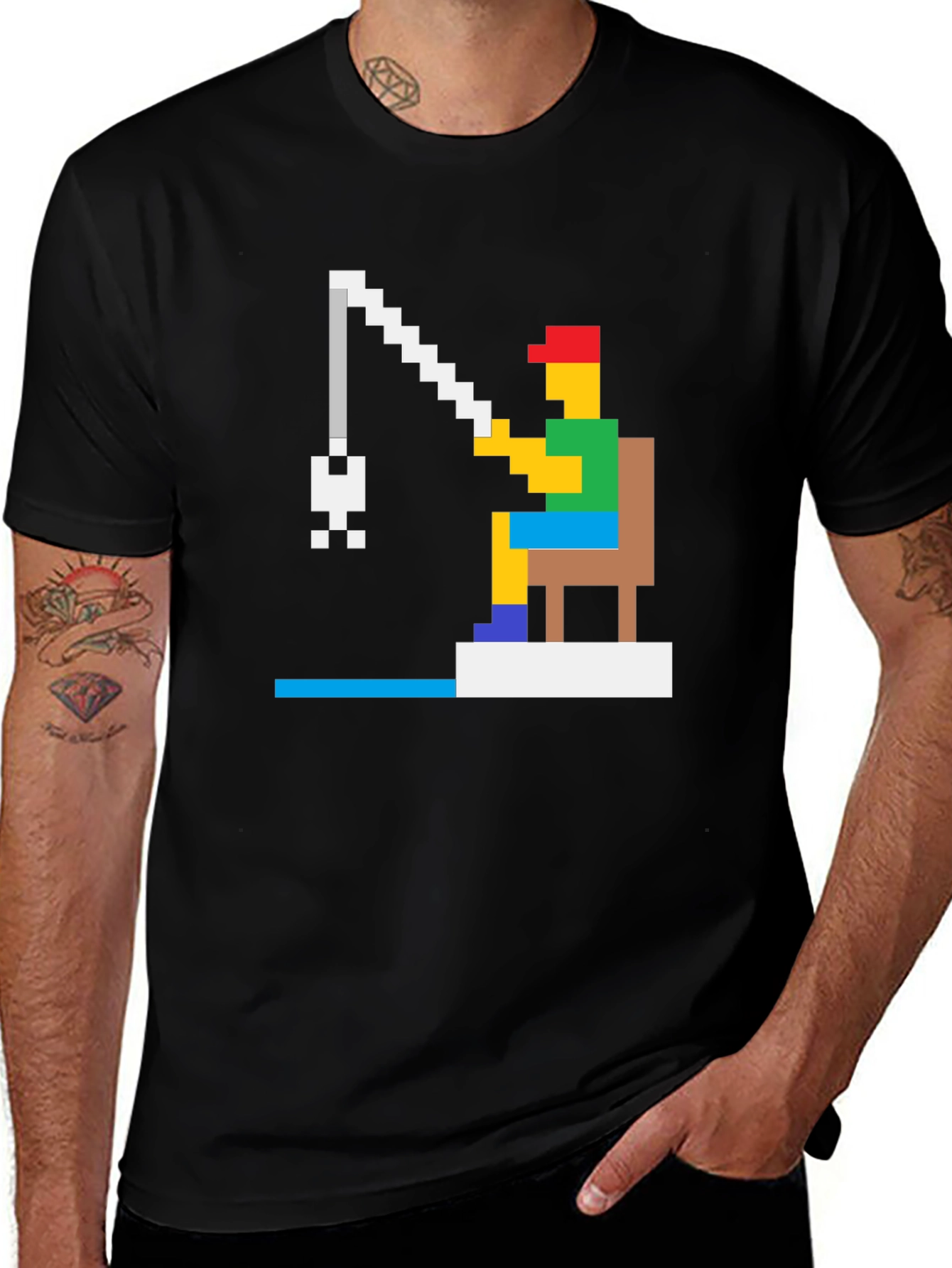 Retro 8-Bit Fishing T-Shirt - Gamer Style