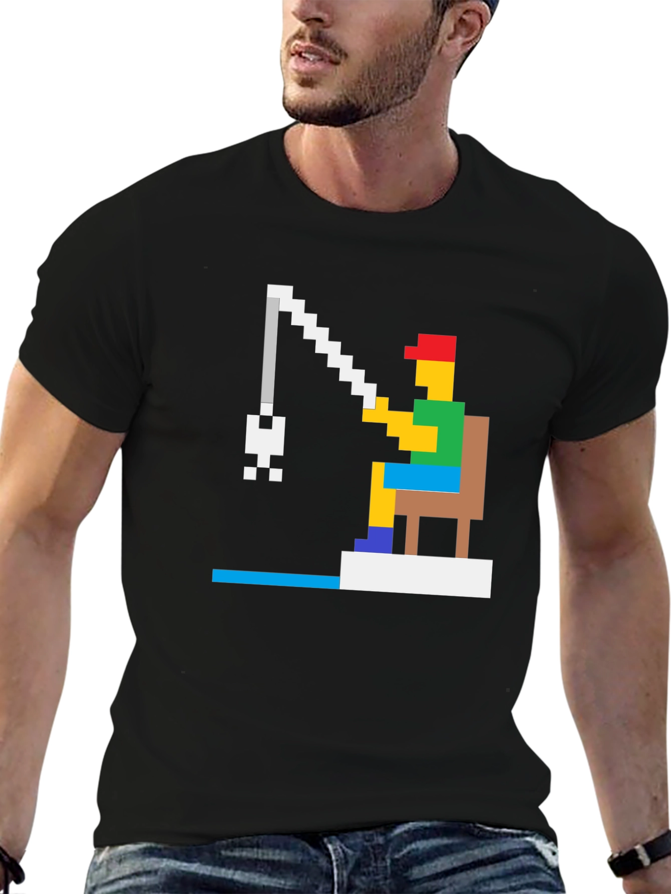 Retro 8-Bit Fishing T-Shirt - Gamer Style