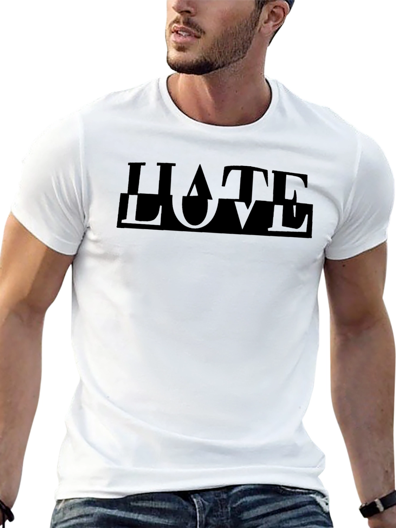 Hate/Love Graphic Print Black T-Shirt