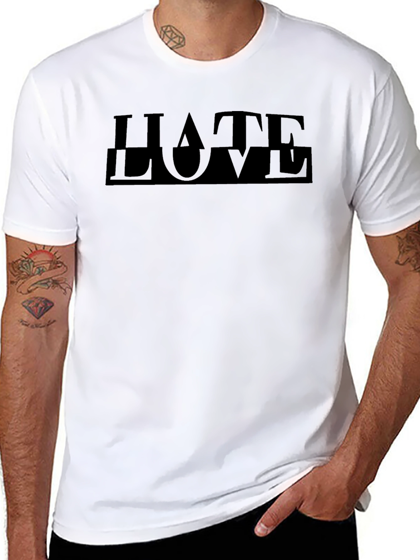 Hate/Love Graphic Print Black T-Shirt