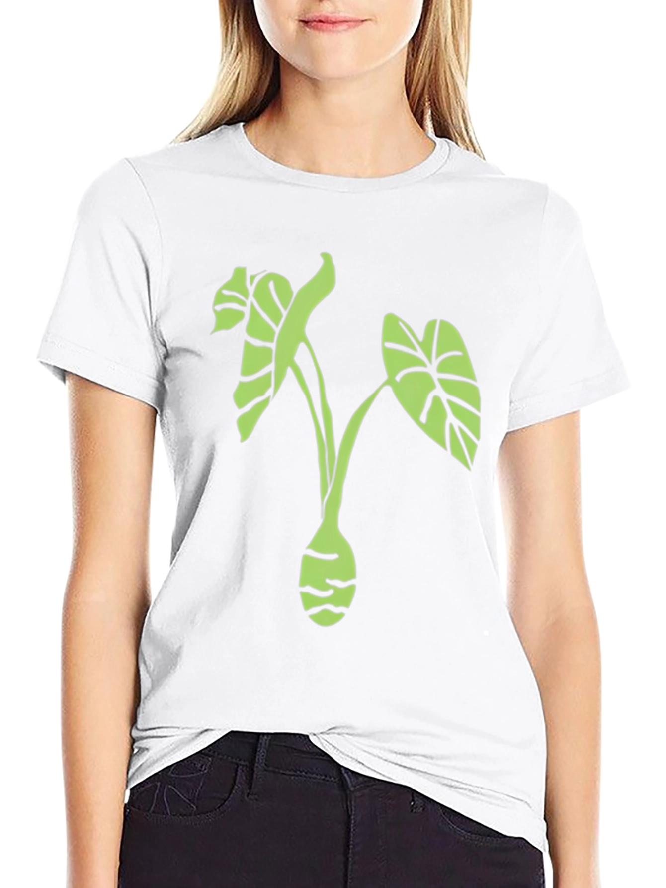 Leaf Print Black T-Shirt - Stylish Plant Tee