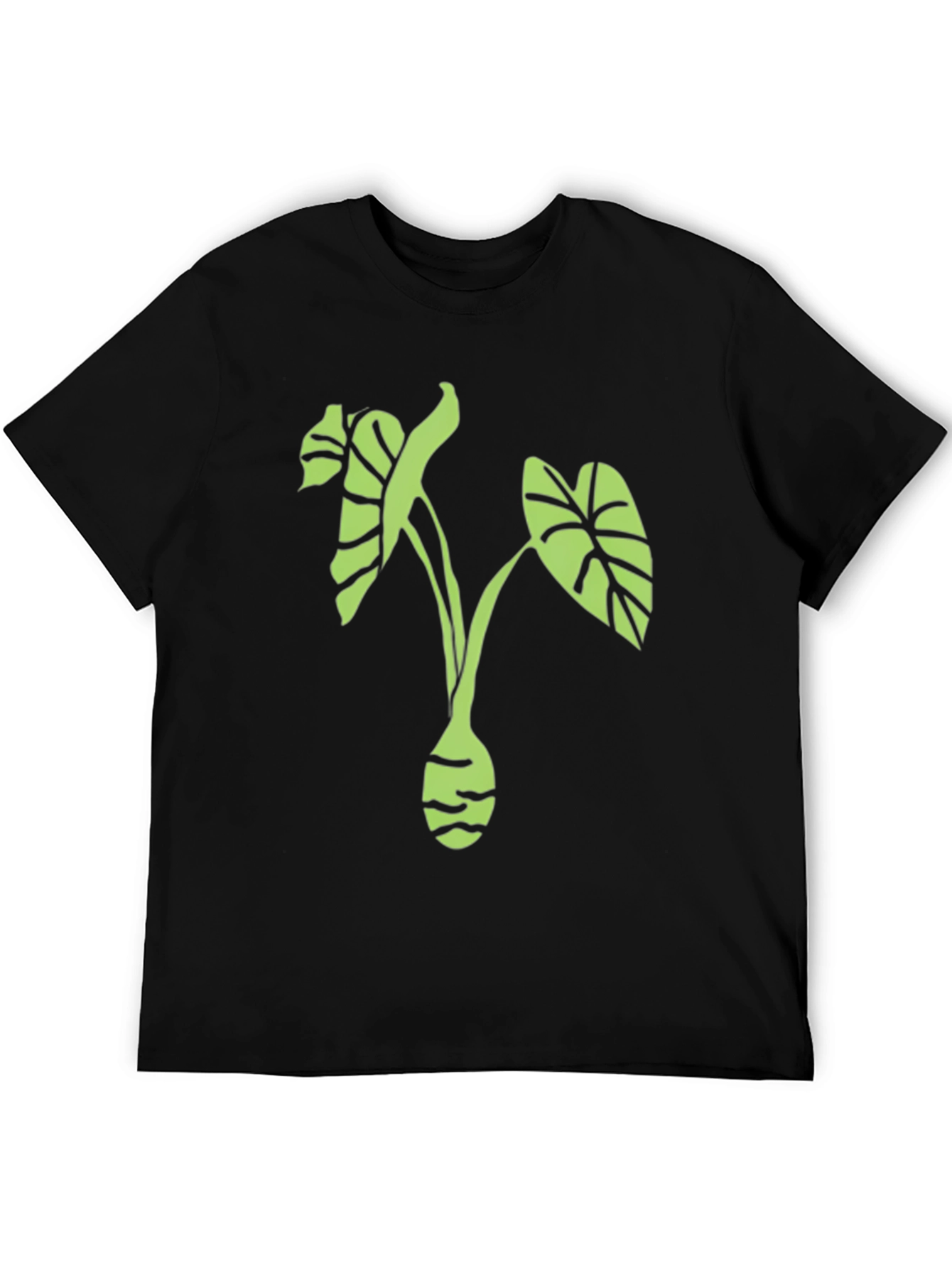 Leaf Print Black T-Shirt - Stylish Plant Tee