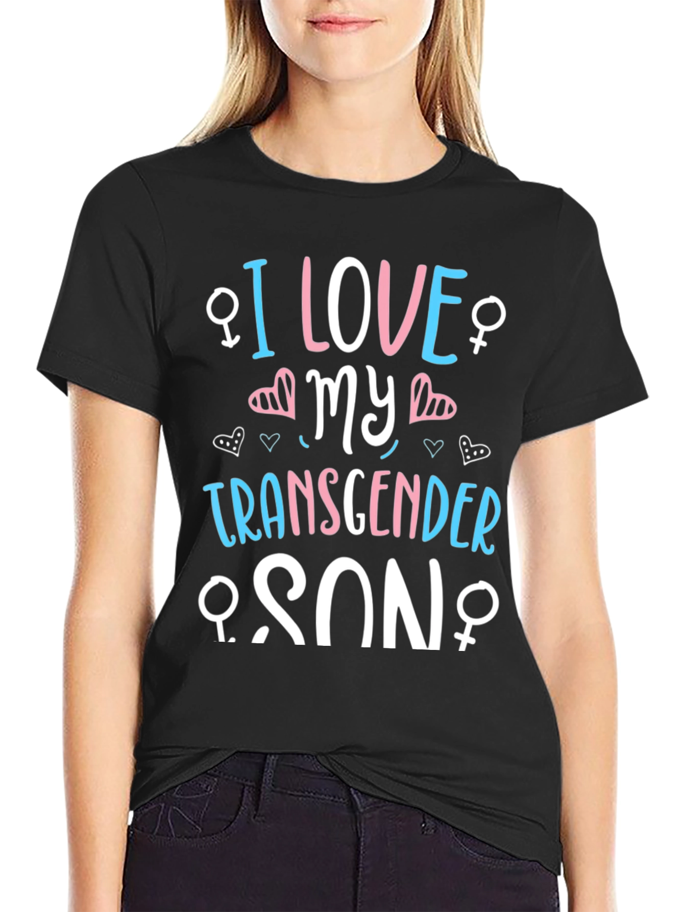 I Love My Transgender Son Black T-Shirt