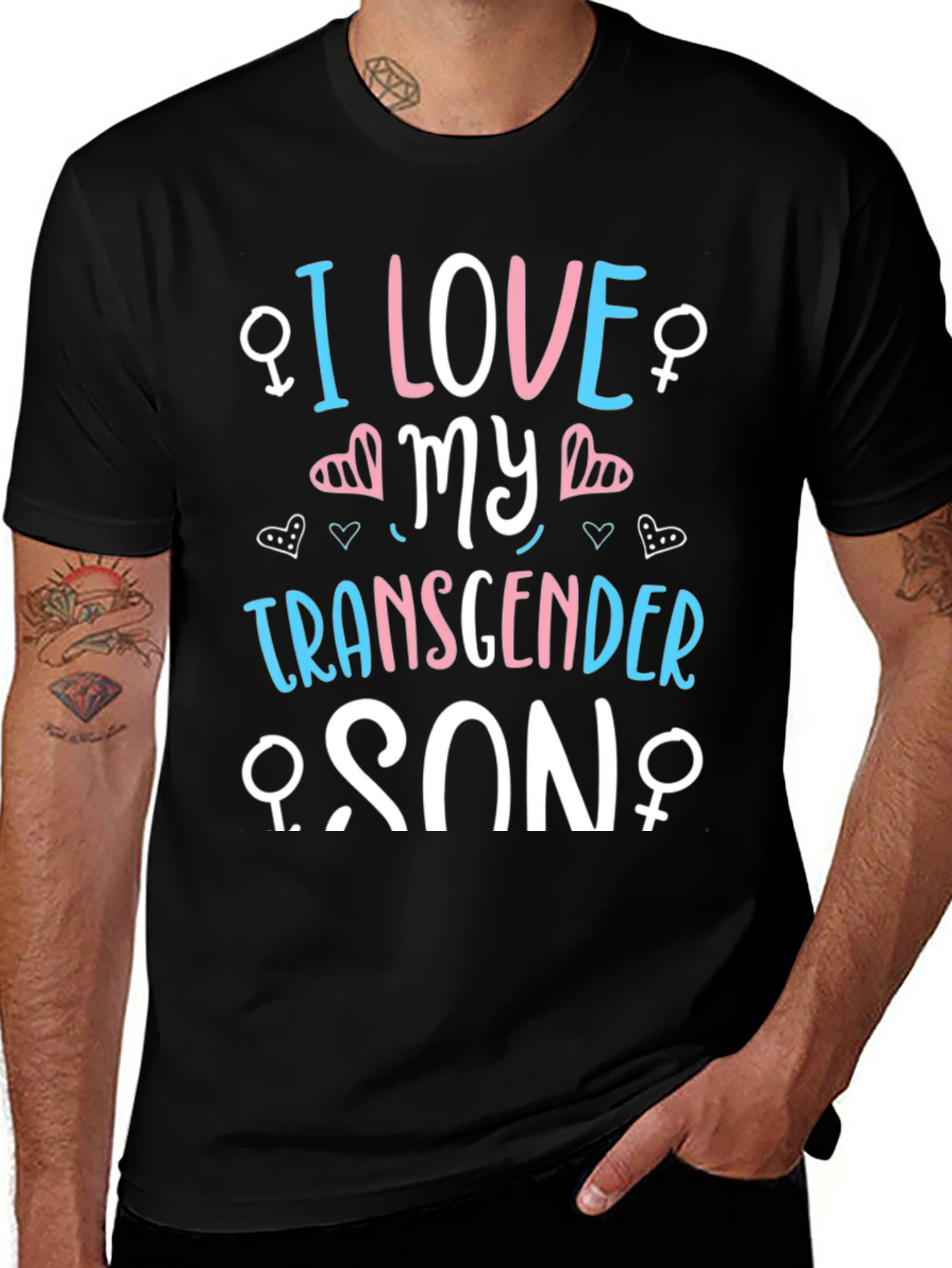 I Love My Transgender Son Black T-Shirt