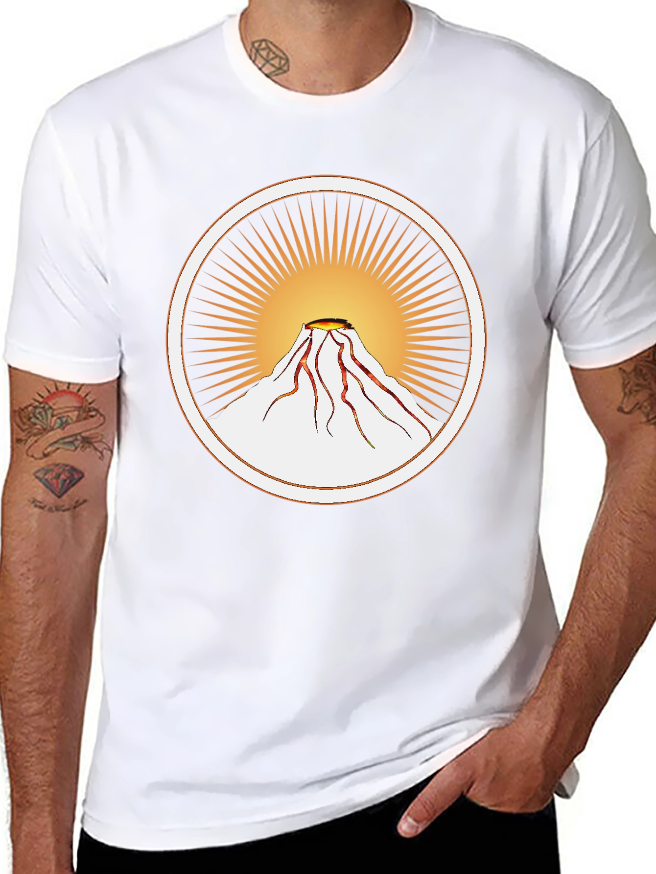 Volcano Burst Graphic Tee - Unique Design Soft Cotton