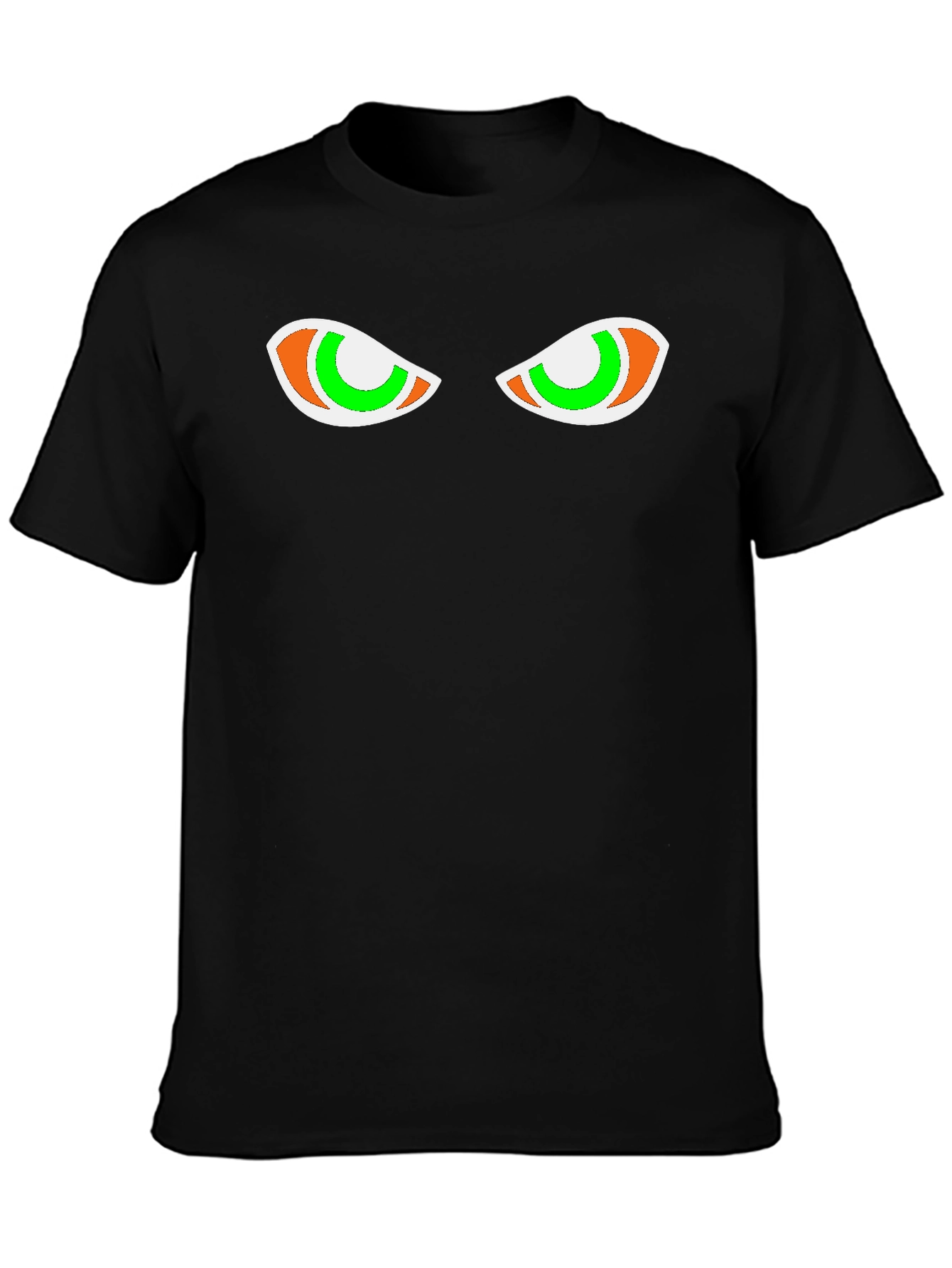 Mens Black Graphic Tee - Spooky Eyes Design