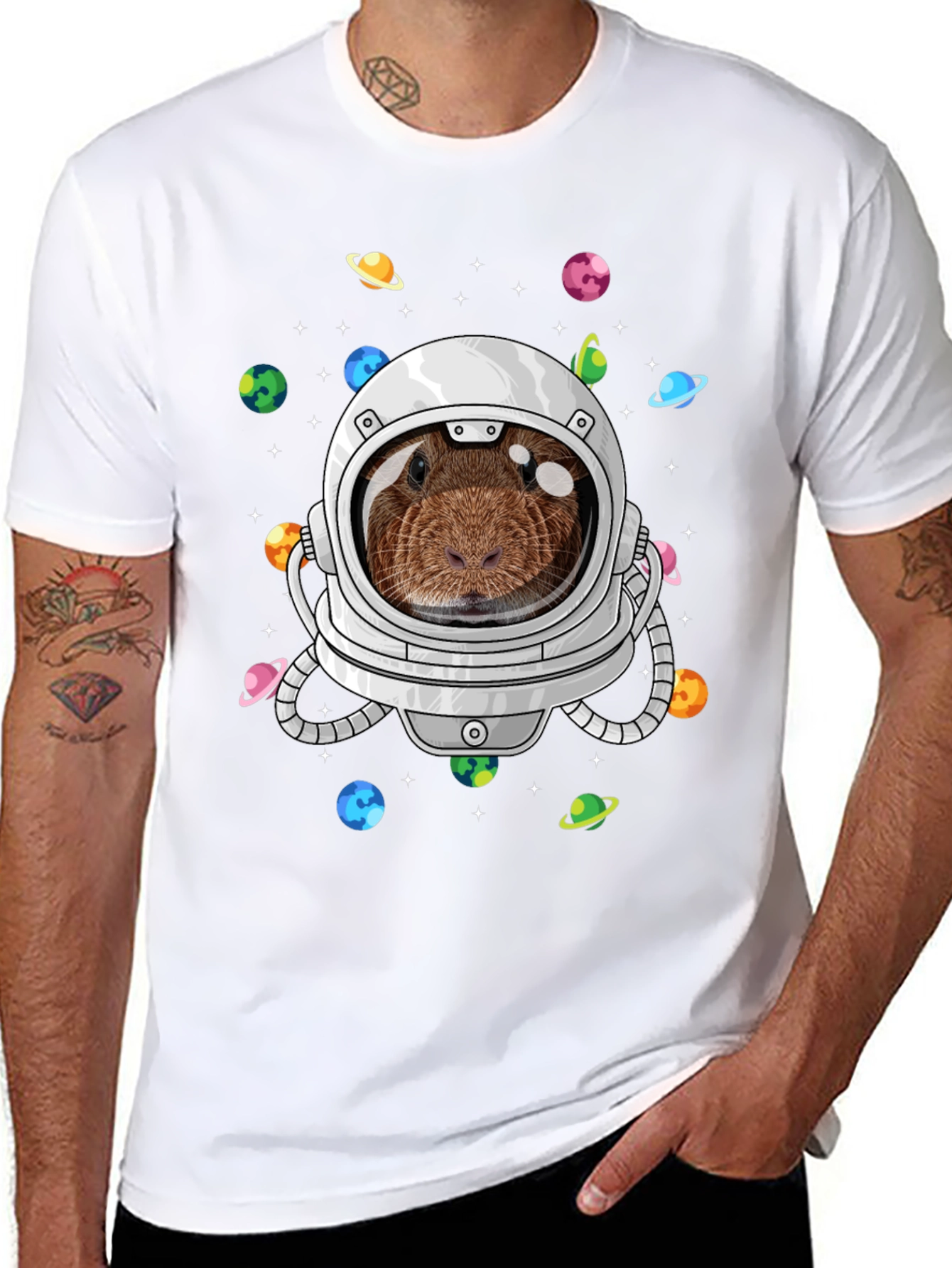 Guinea Pig Astronaut T-Shirt Funny Space Tee