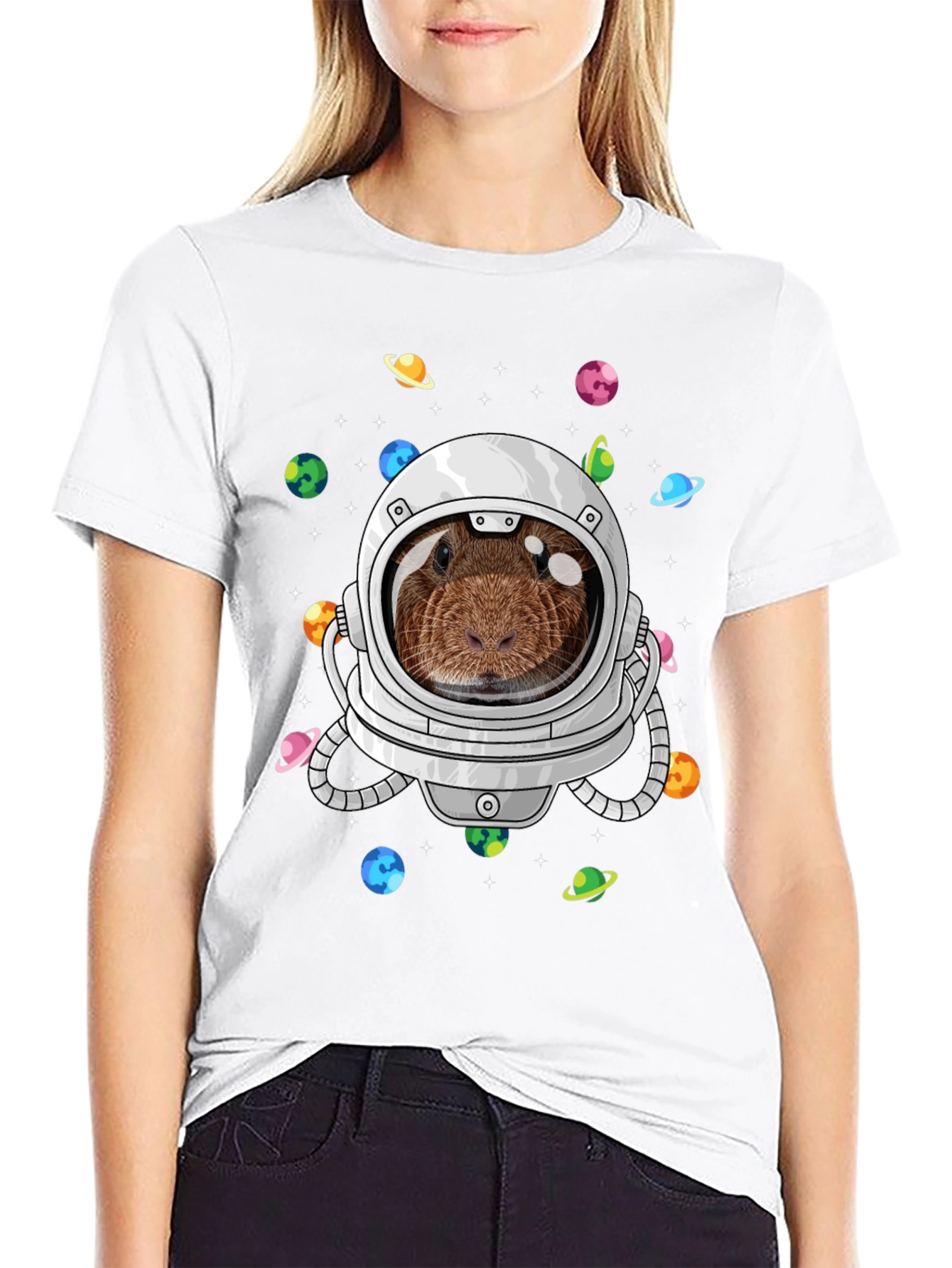 Guinea Pig Astronaut T-Shirt Funny Space Tee