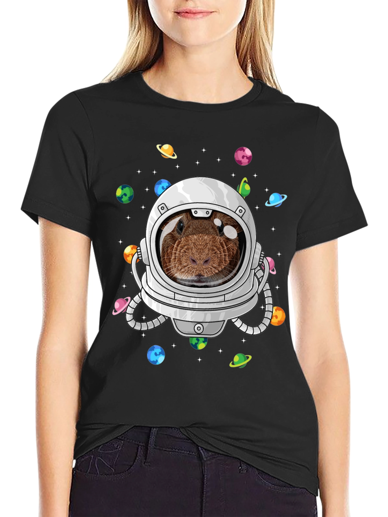 Guinea Pig Astronaut T-Shirt Funny Space Tee