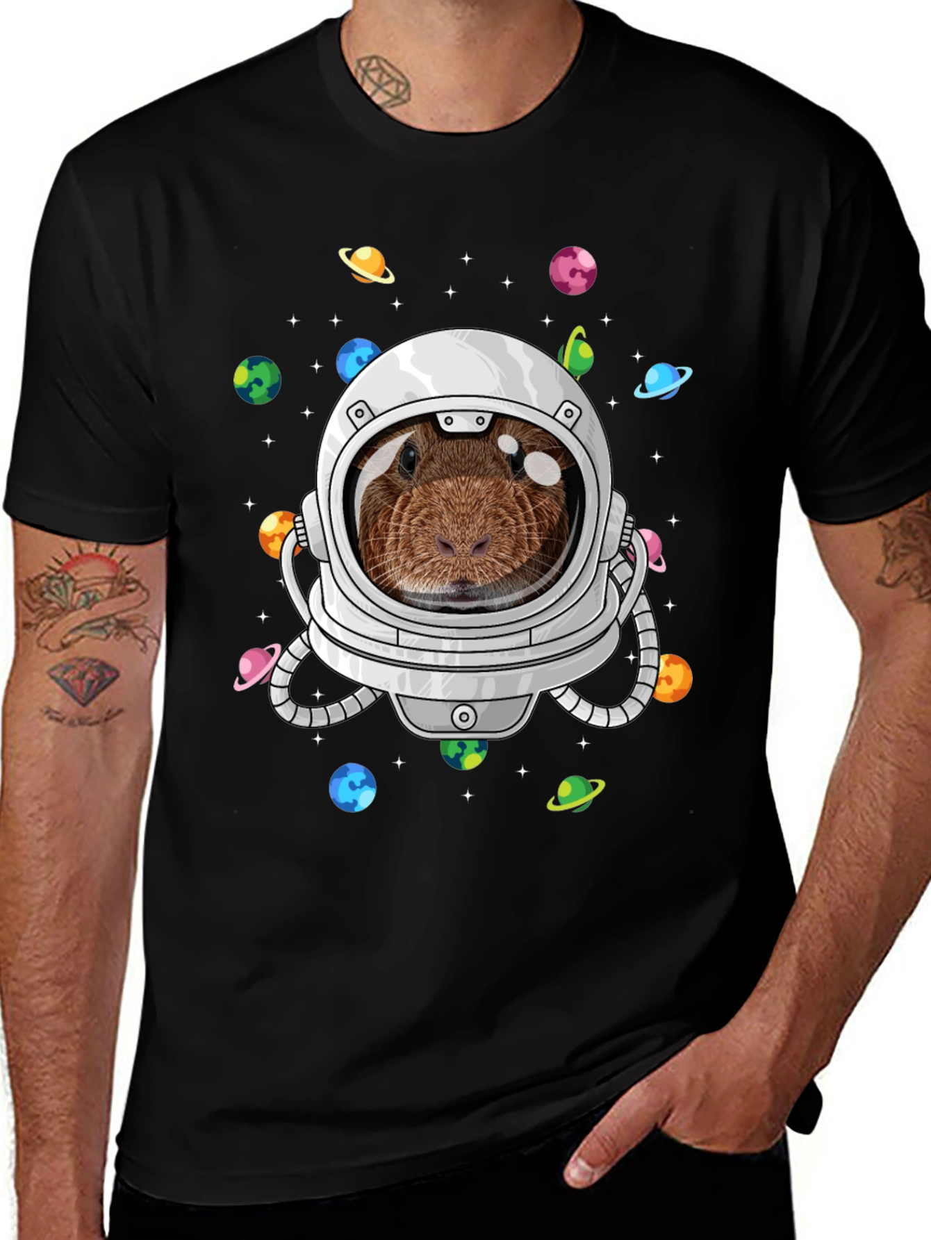 Guinea Pig Astronaut T-Shirt Funny Space Tee