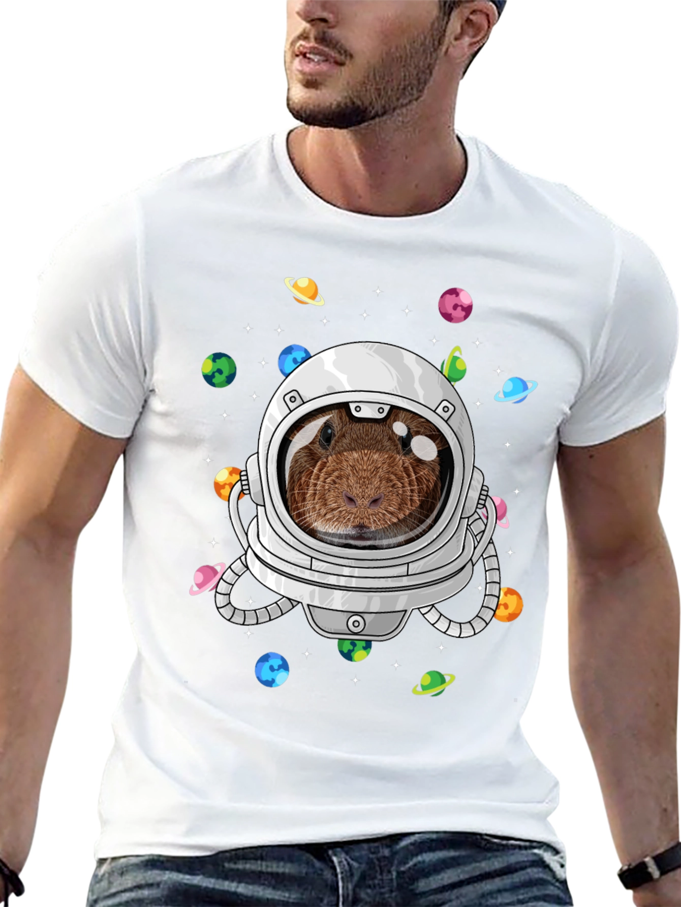 Guinea Pig Astronaut T-Shirt Funny Space Tee