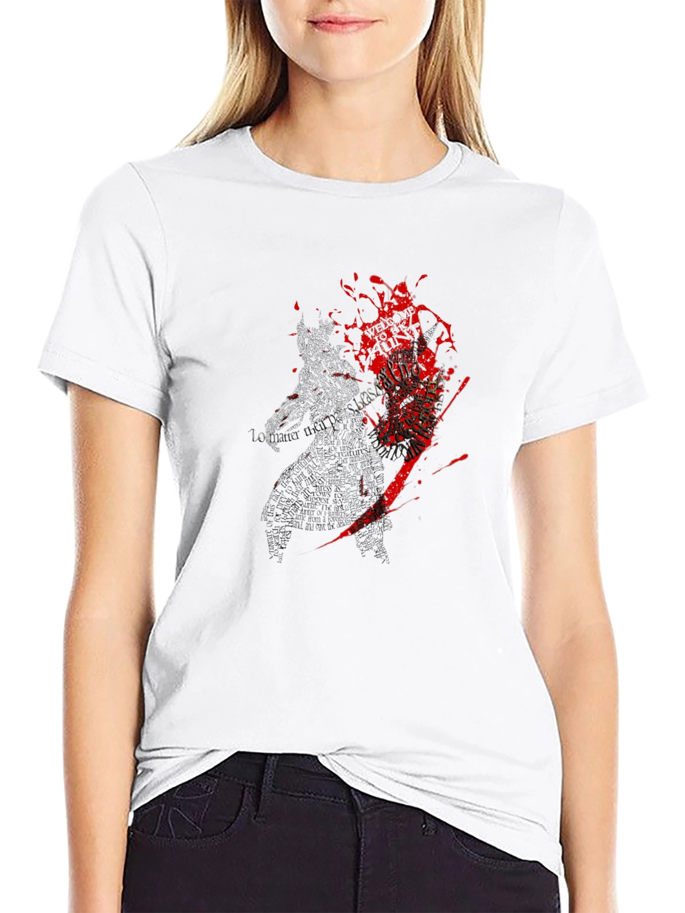 Graphic Print Crew Neck T-Shirt - Dark