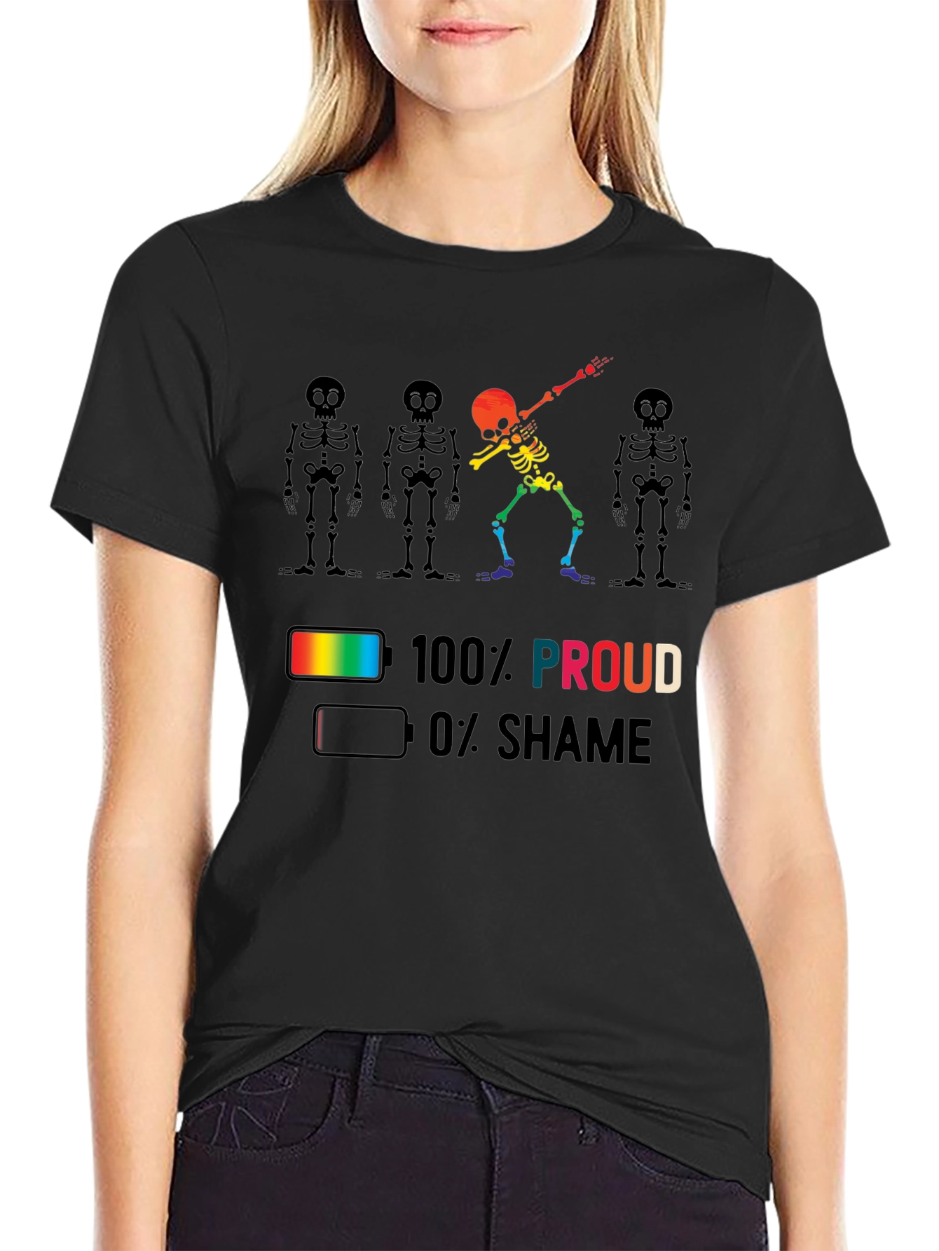 Pride Skeleton T-Shirt: 100% Proud LGBTQ Tee