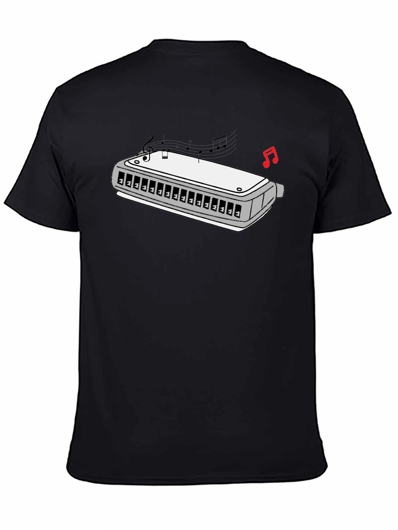 Harmonica Music T-Shirt - Black