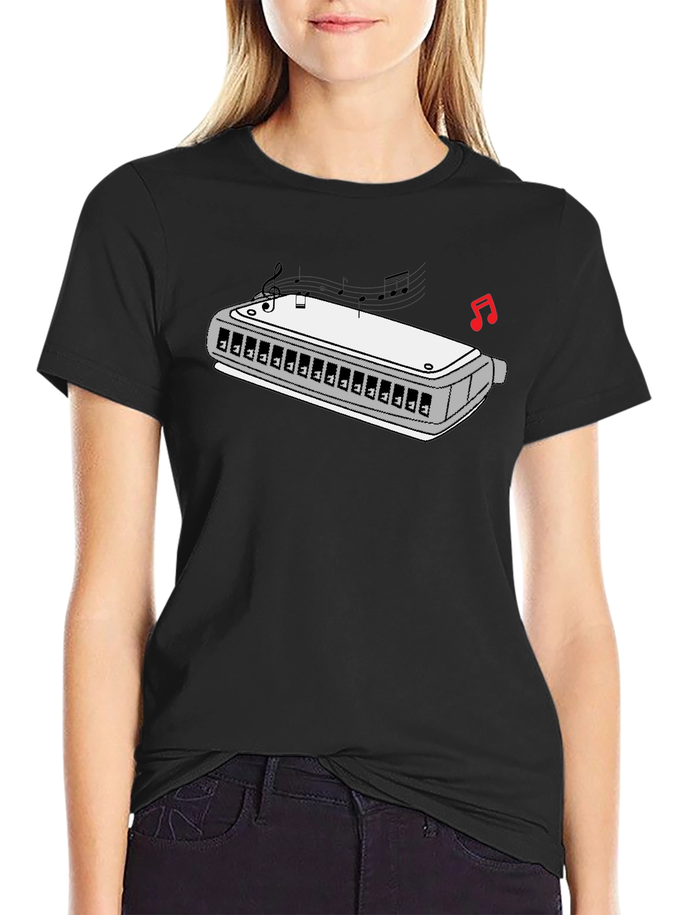 Harmonica Music T-Shirt - Black