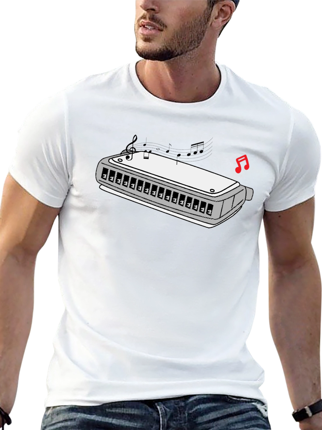 Harmonica Music T-Shirt - Black