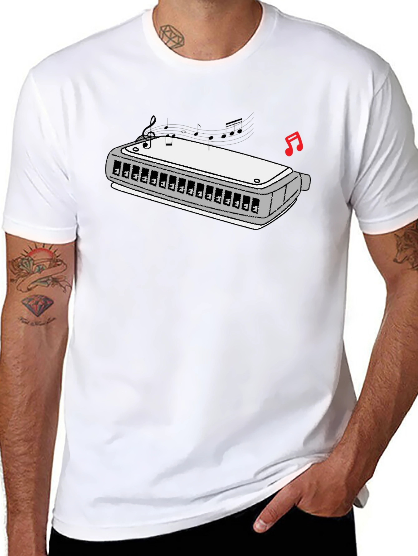 Harmonica Music T-Shirt - Black