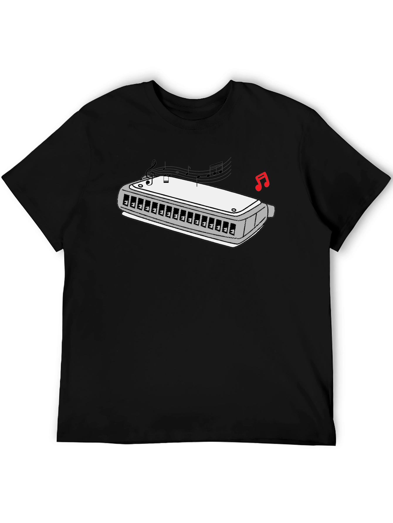 Harmonica Music T-Shirt - Black