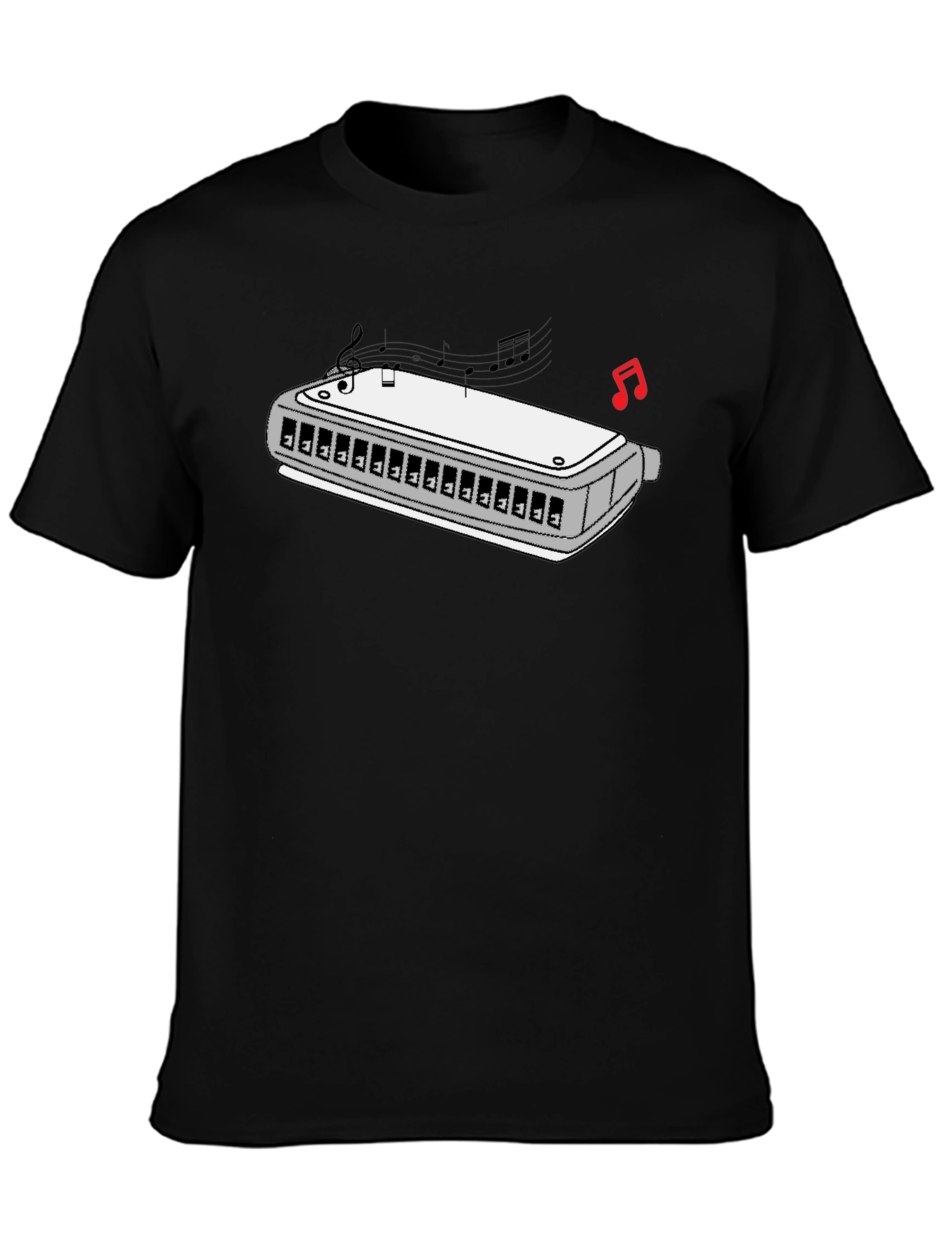 Harmonica Music T-Shirt - Black