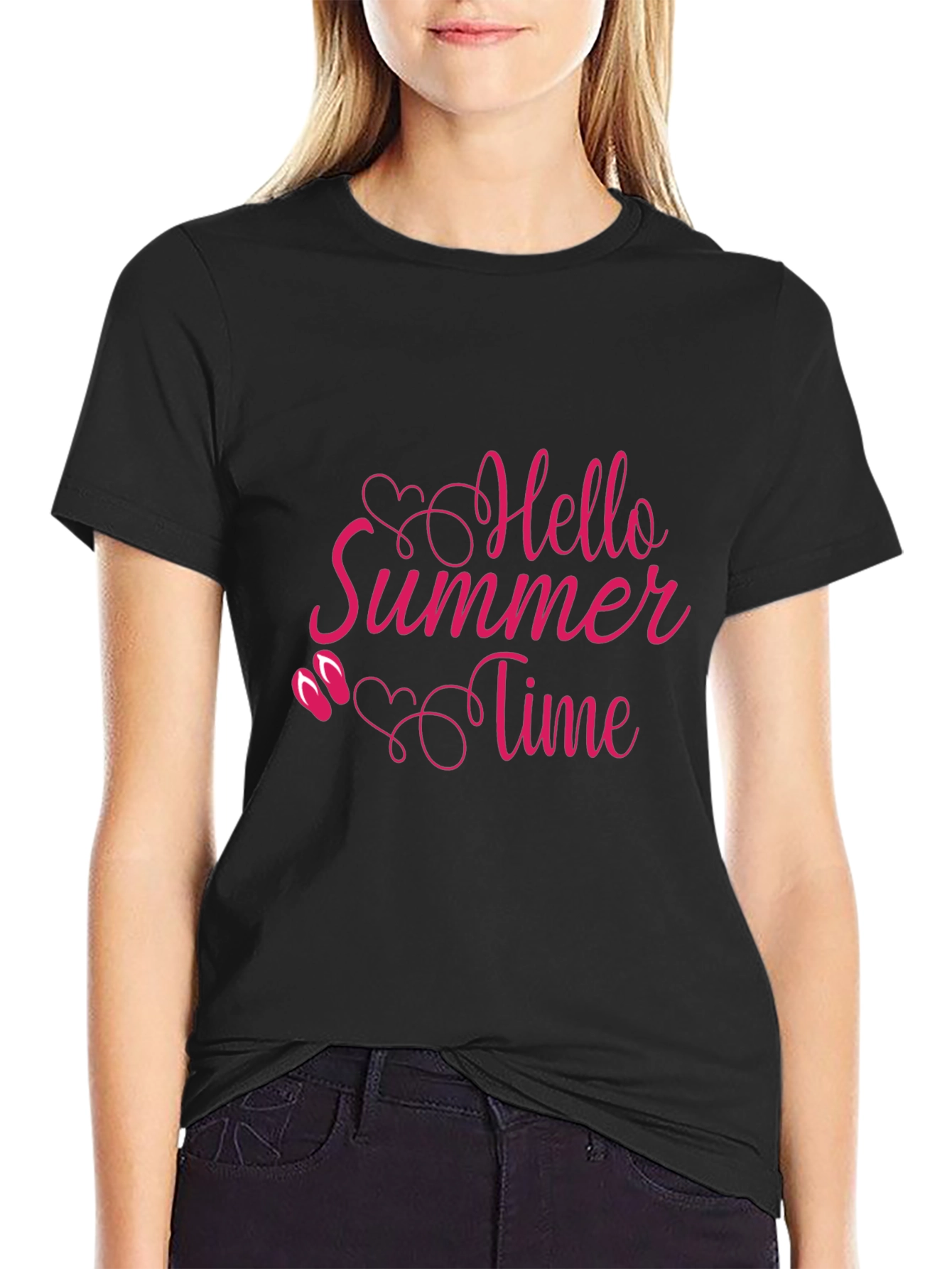 Hello Summer Time Black T-Shirt