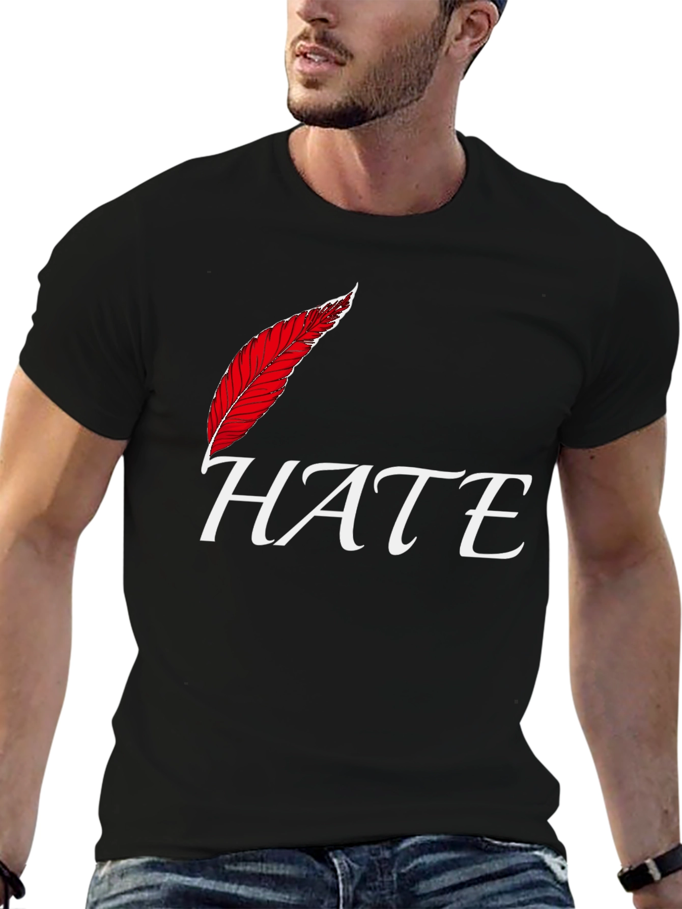 Hate Feather T-Shirt - Edgy Graphic Tee