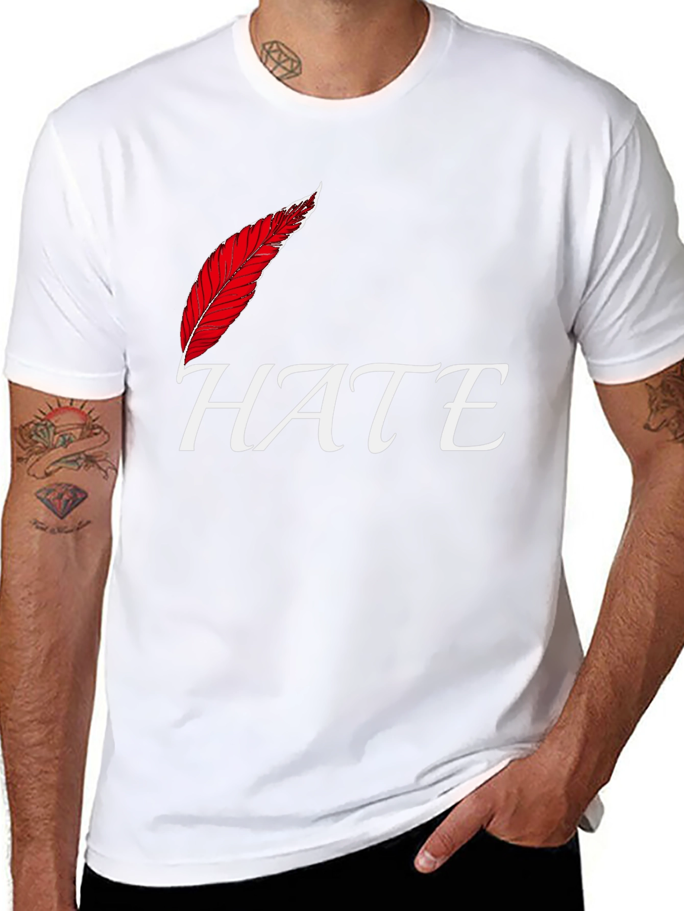 Hate Feather T-Shirt - Edgy Graphic Tee