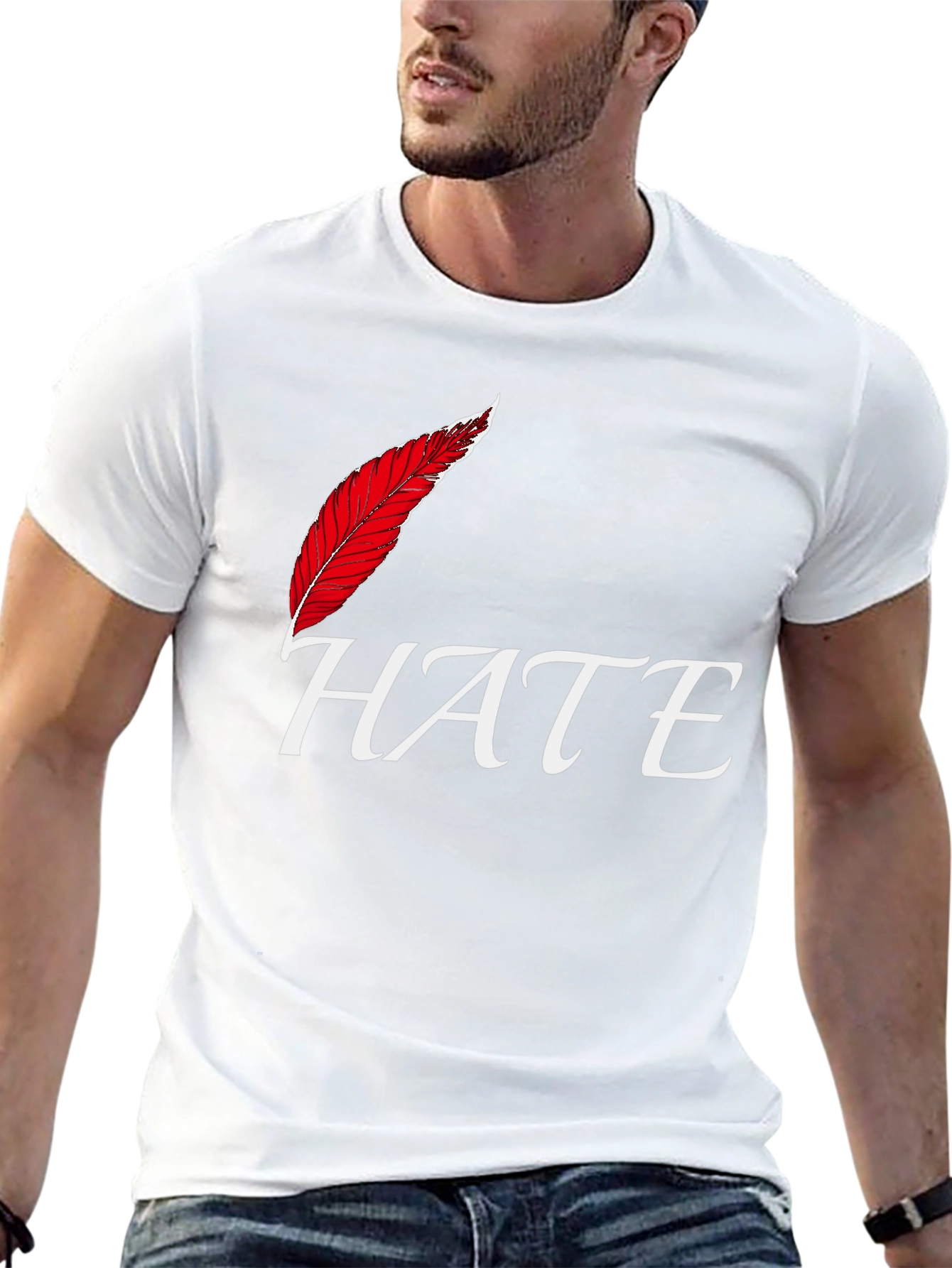 Hate Feather T-Shirt - Edgy Graphic Tee