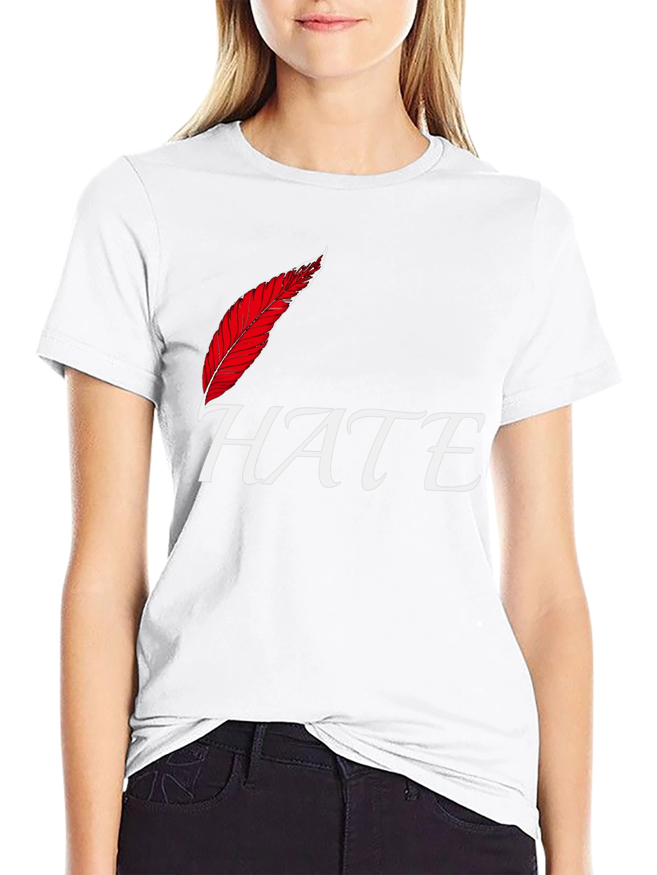 Hate Feather T-Shirt - Edgy Graphic Tee