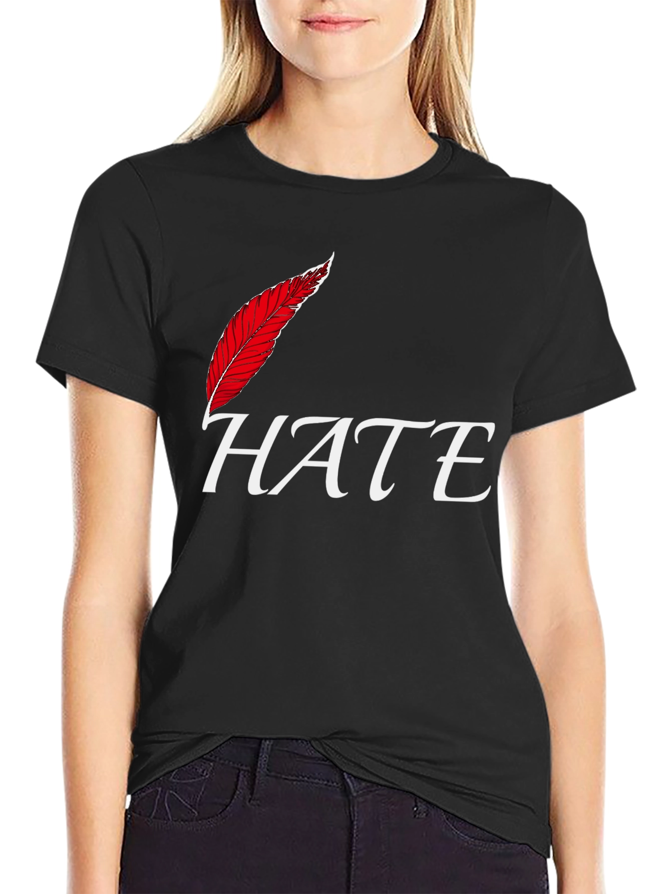 Hate Feather T-Shirt - Edgy Graphic Tee