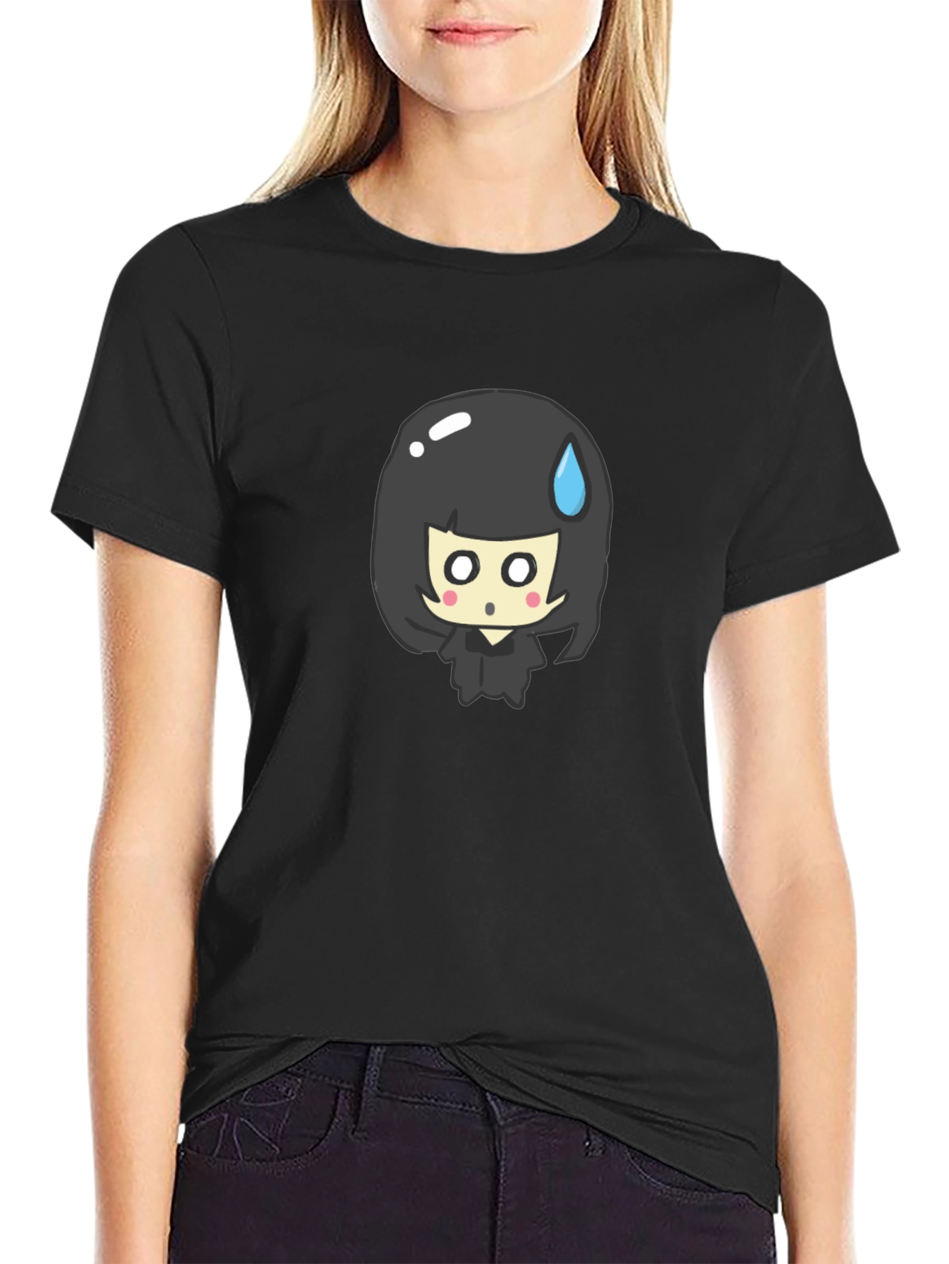 Anime Girl Black T-Shirt