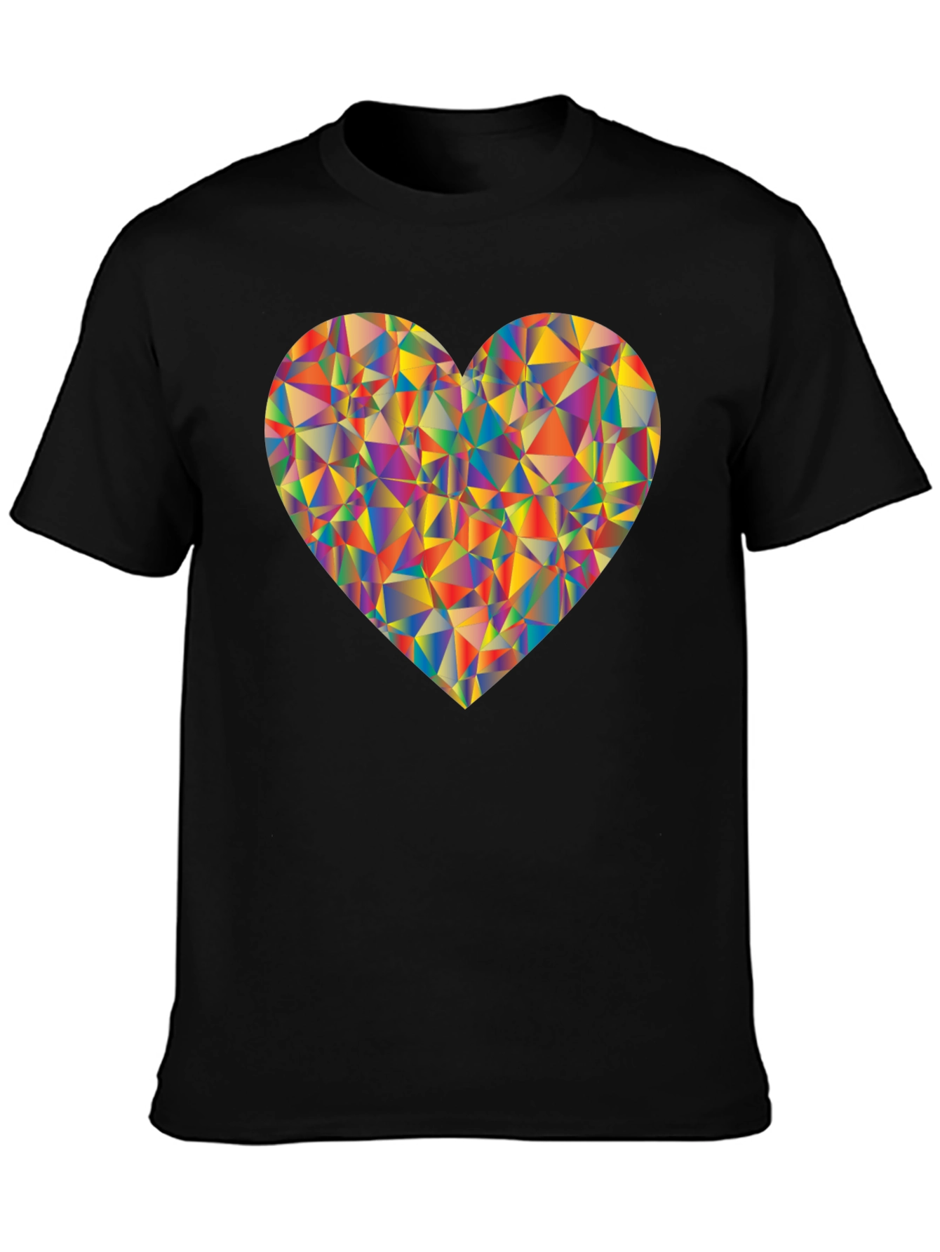 Geometric Heart Graphic Black T-Shirt