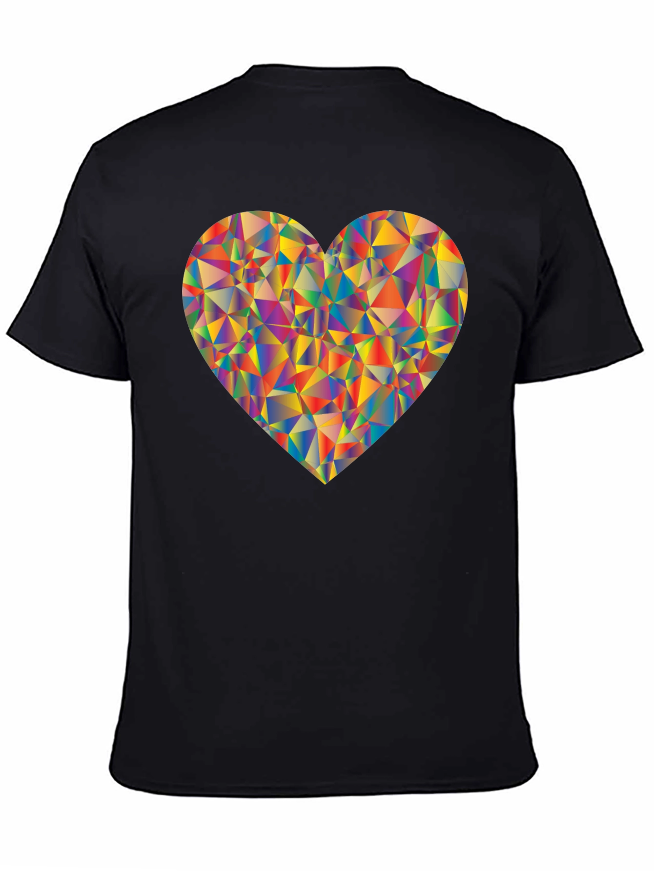 Geometric Heart Graphic Black T-Shirt